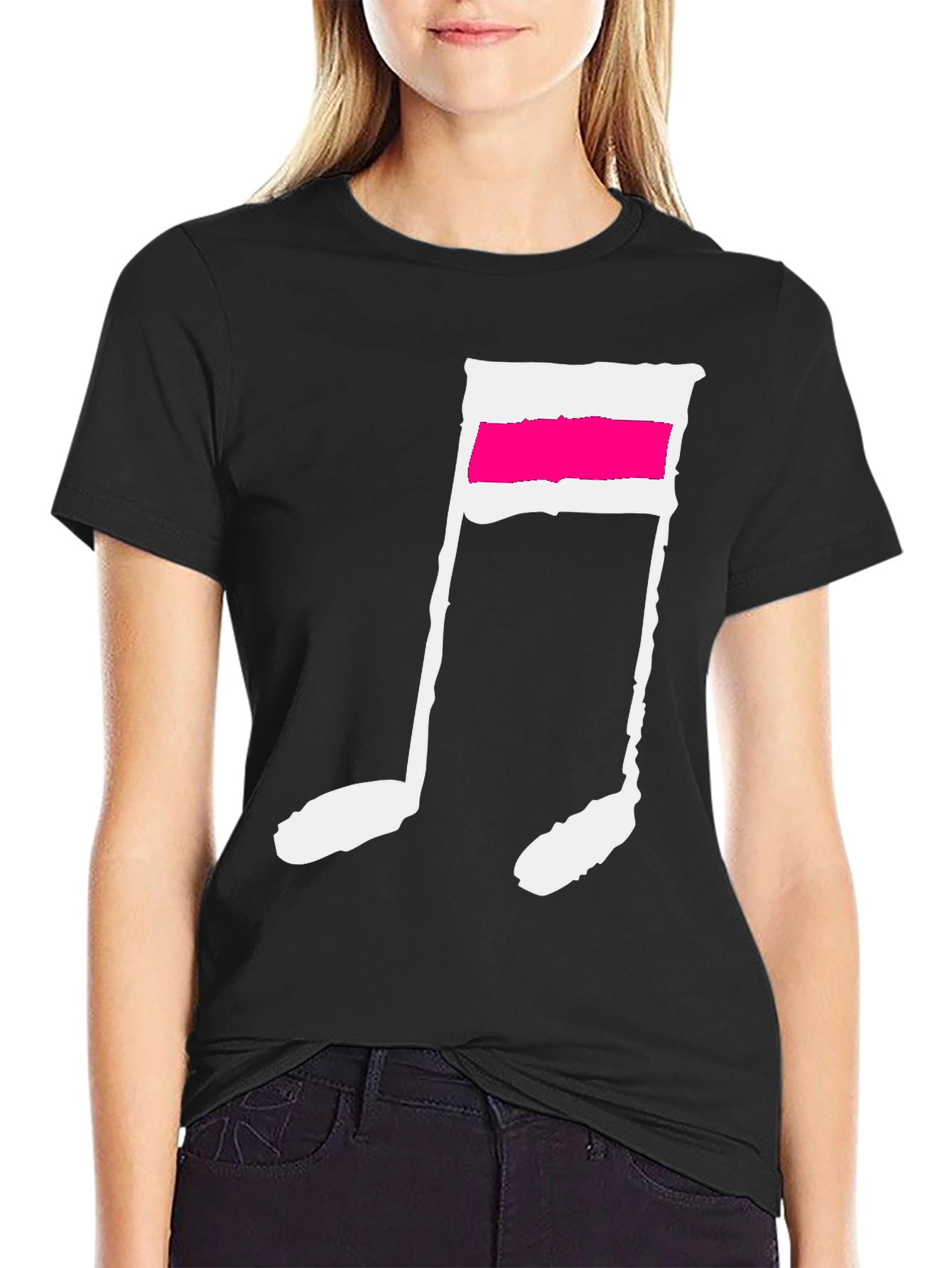 Black T-Shirt with Music Note Graphic