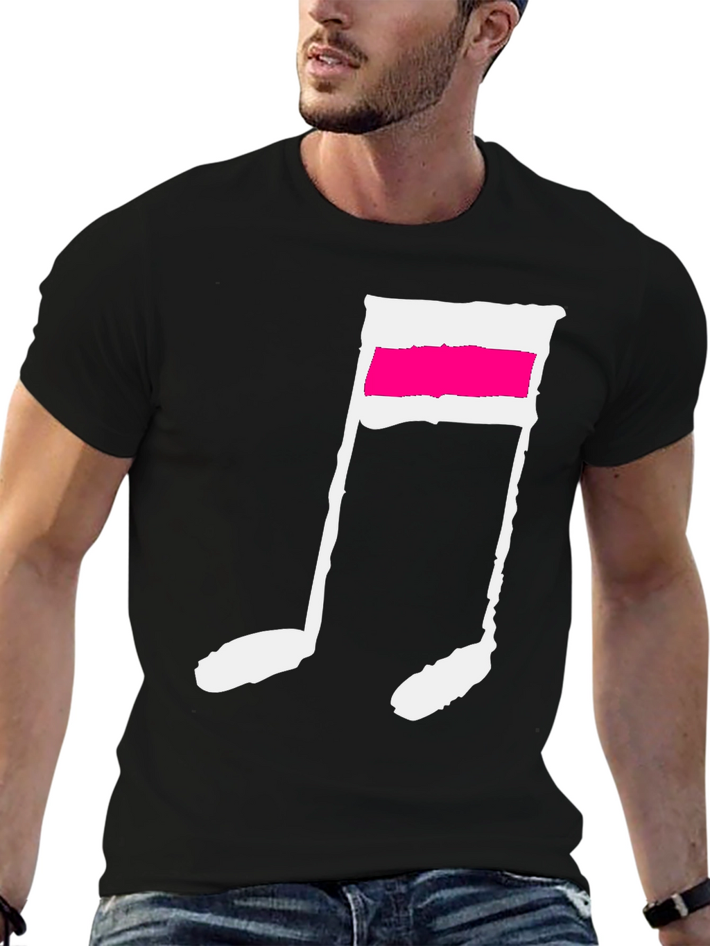 Black T-Shirt with Music Note Graphic