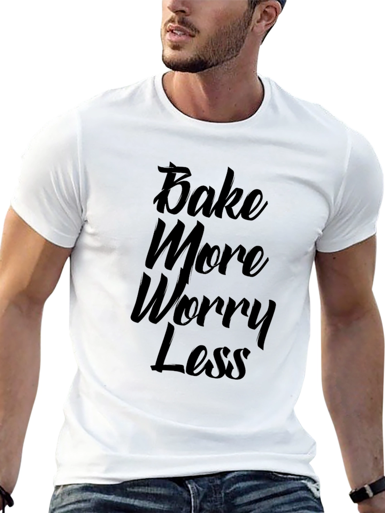 Bake More Worry Less Black Graphic Tee