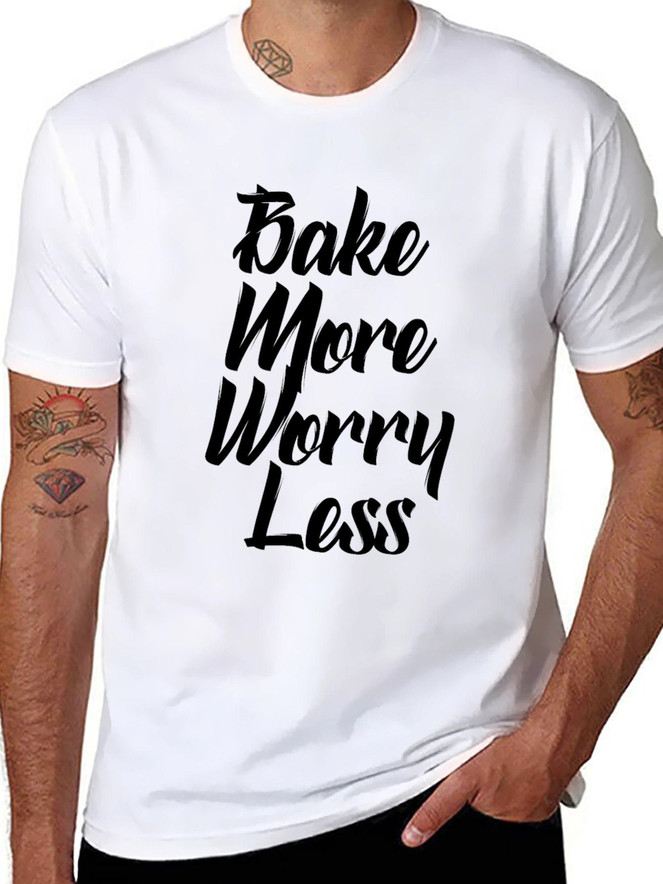 Bake More Worry Less Black Graphic Tee
