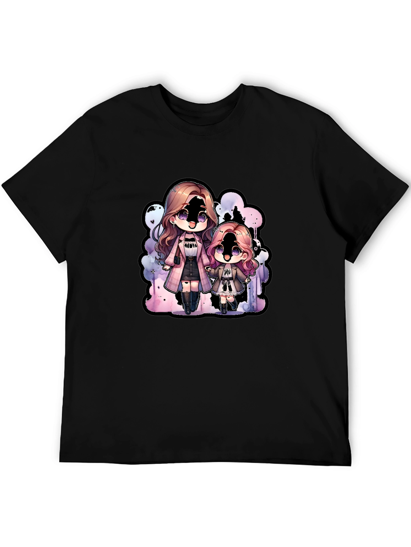 Chibi Girls Graphic Tee - Black