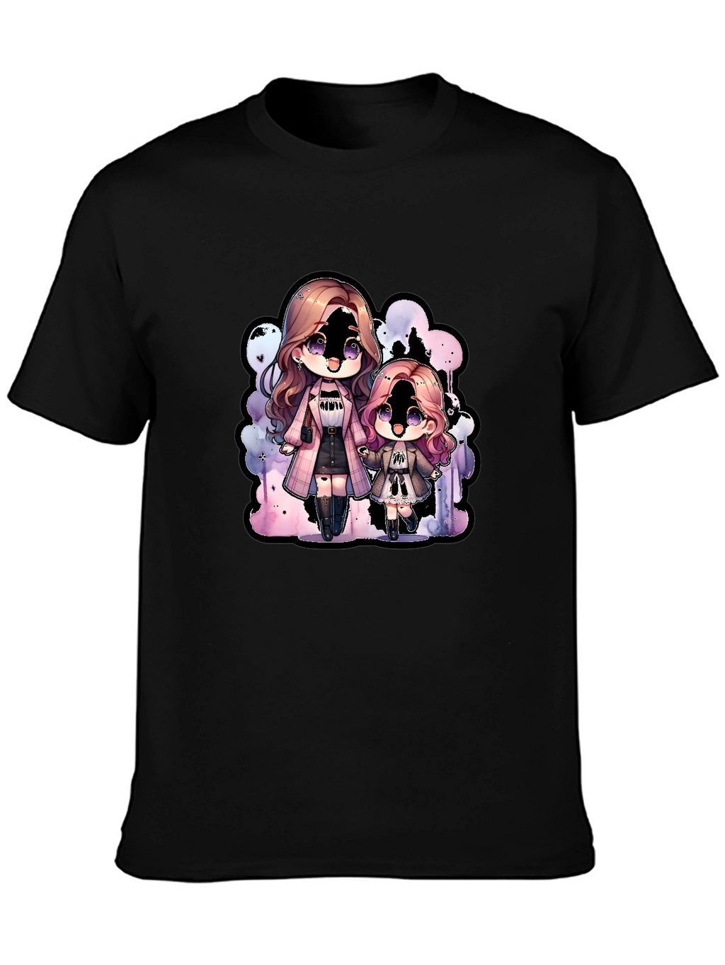 Chibi Girls Graphic Tee - Black