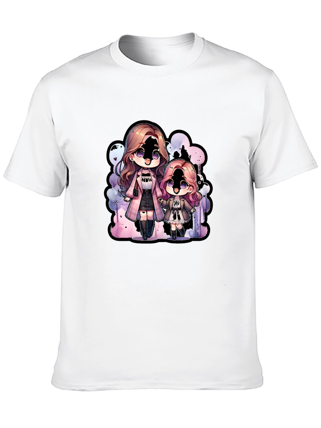 Chibi Girls Graphic Tee - Black