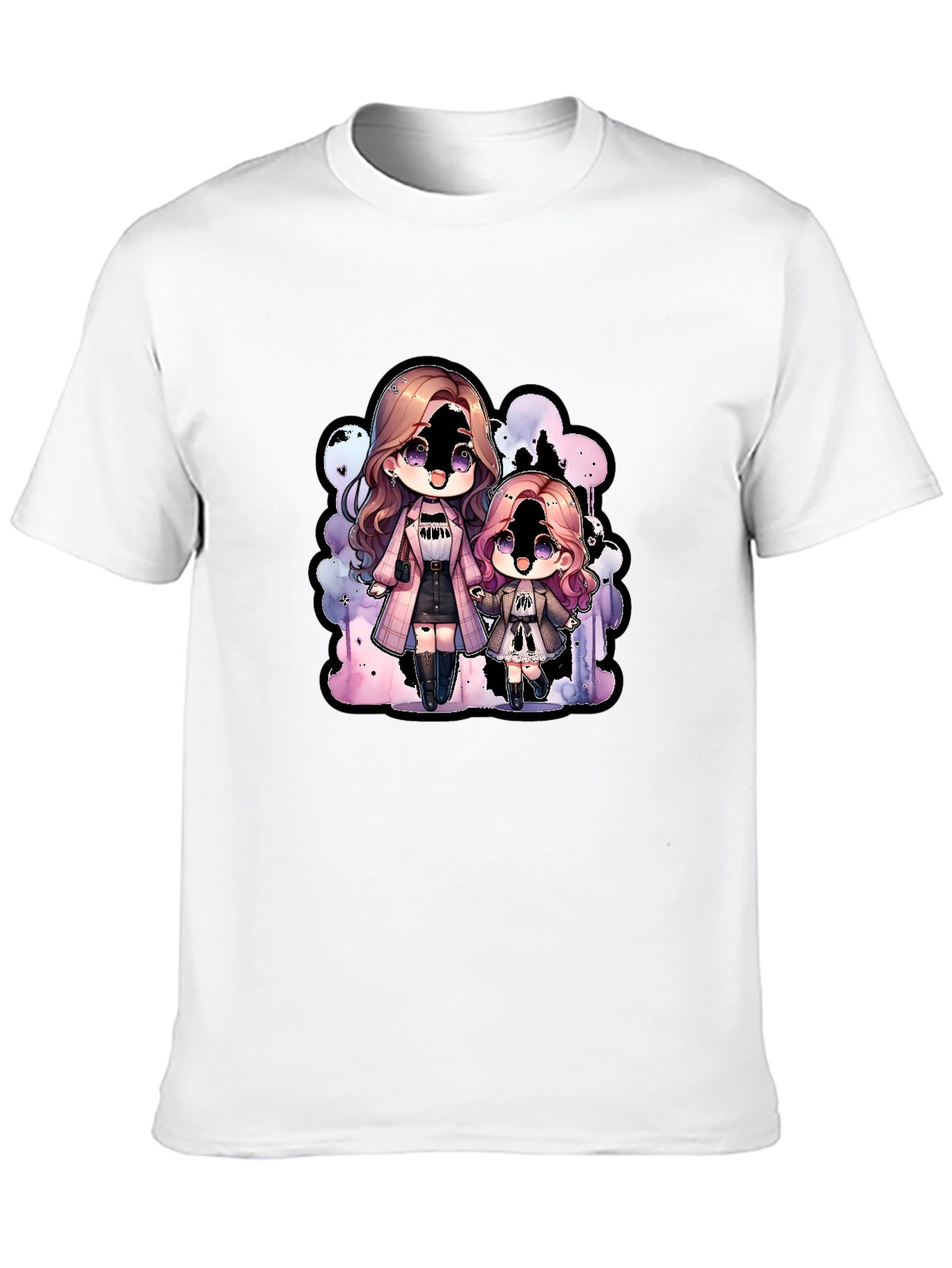 Chibi Girls Graphic Tee - Black