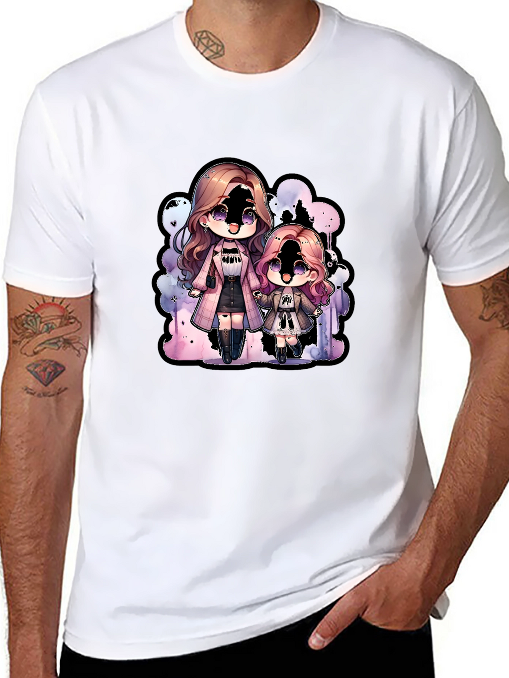 Chibi Girls Graphic Tee - Black