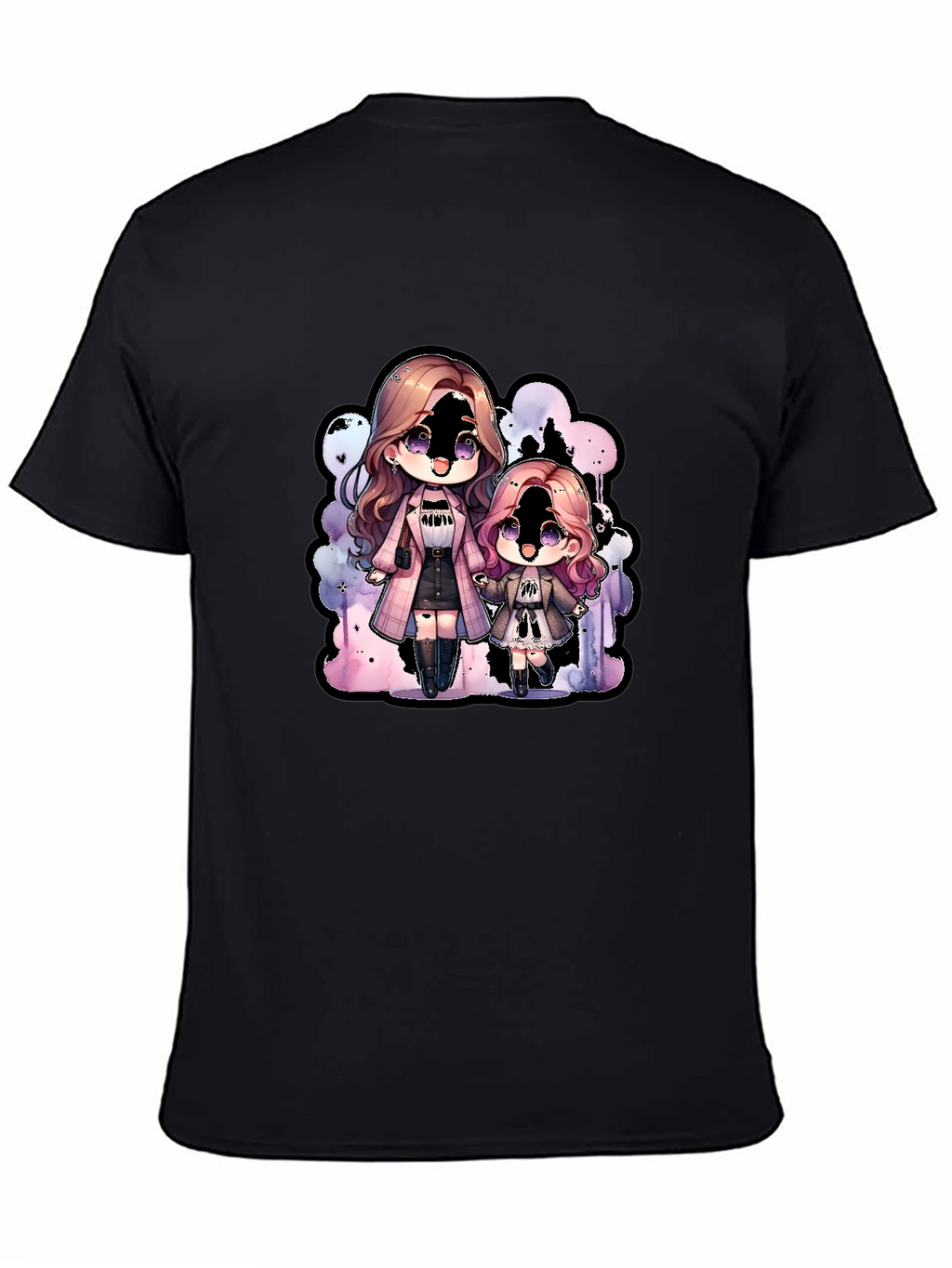 Chibi Girls Graphic Tee - Black