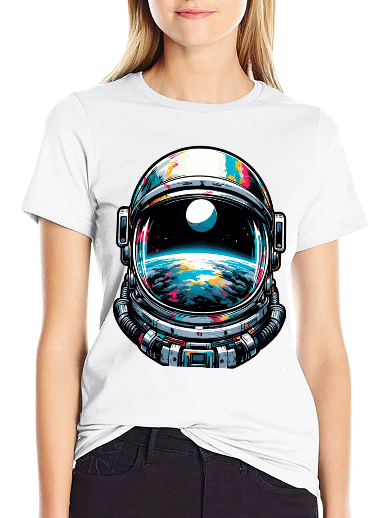 Astronaut Helmet Graphic Tee - Space Adventure