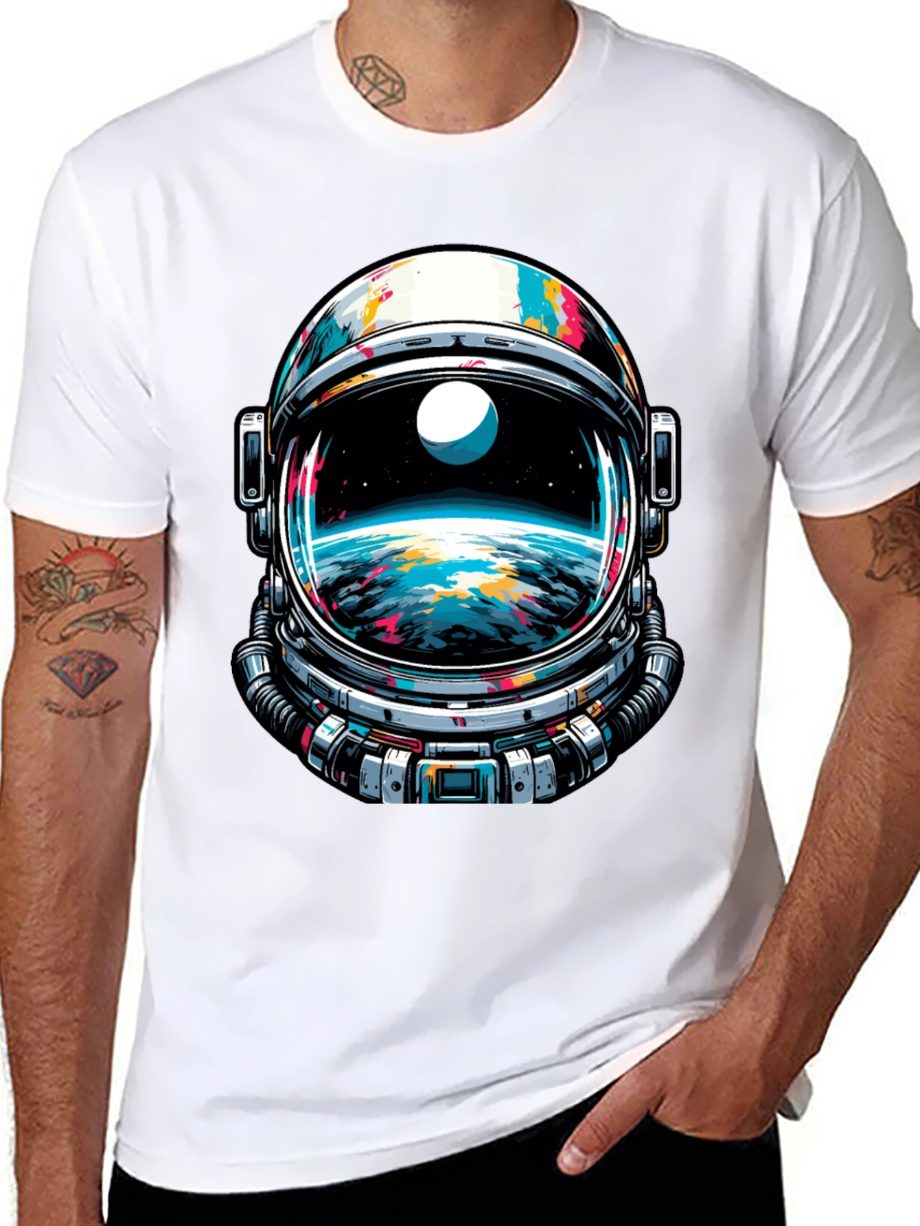 Astronaut Helmet Graphic Tee - Space Adventure
