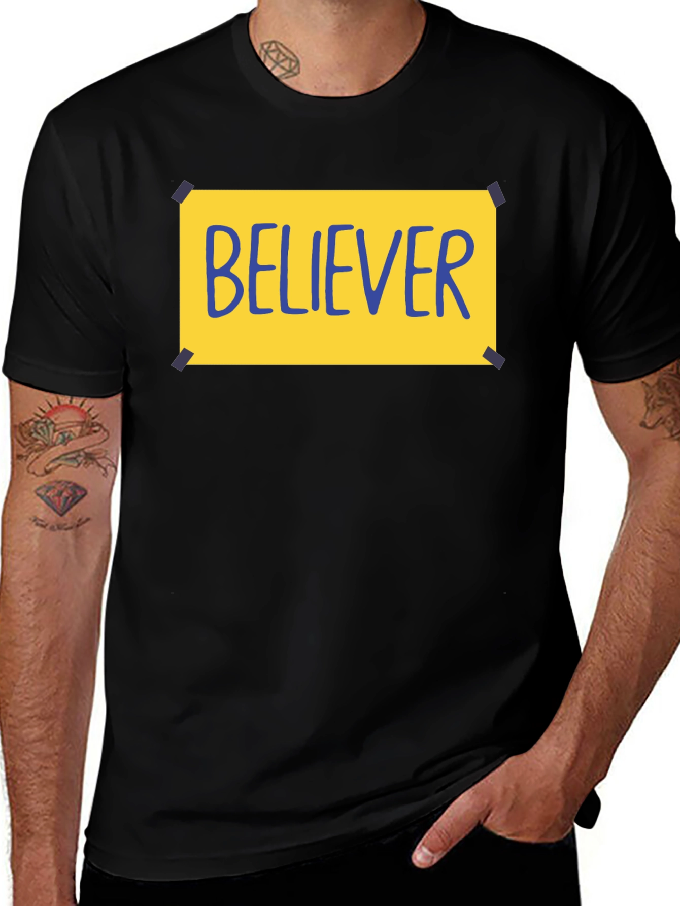 Believer Graphic Tee - Black Crew Neck T-Shirt