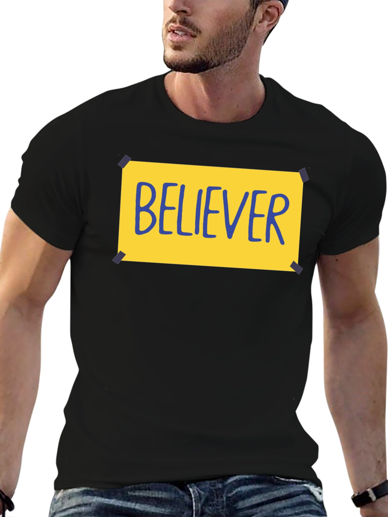 Believer Graphic Tee - Black Crew Neck T-Shirt