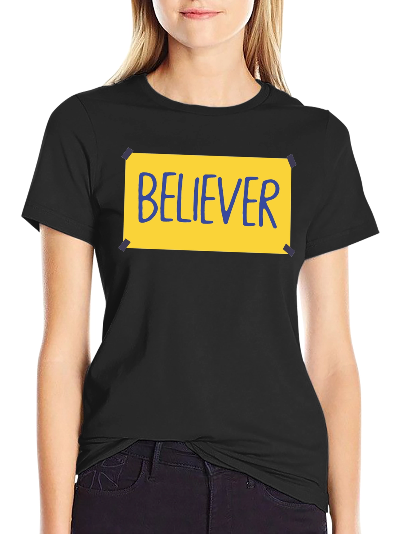 Believer Graphic Tee - Black Crew Neck T-Shirt