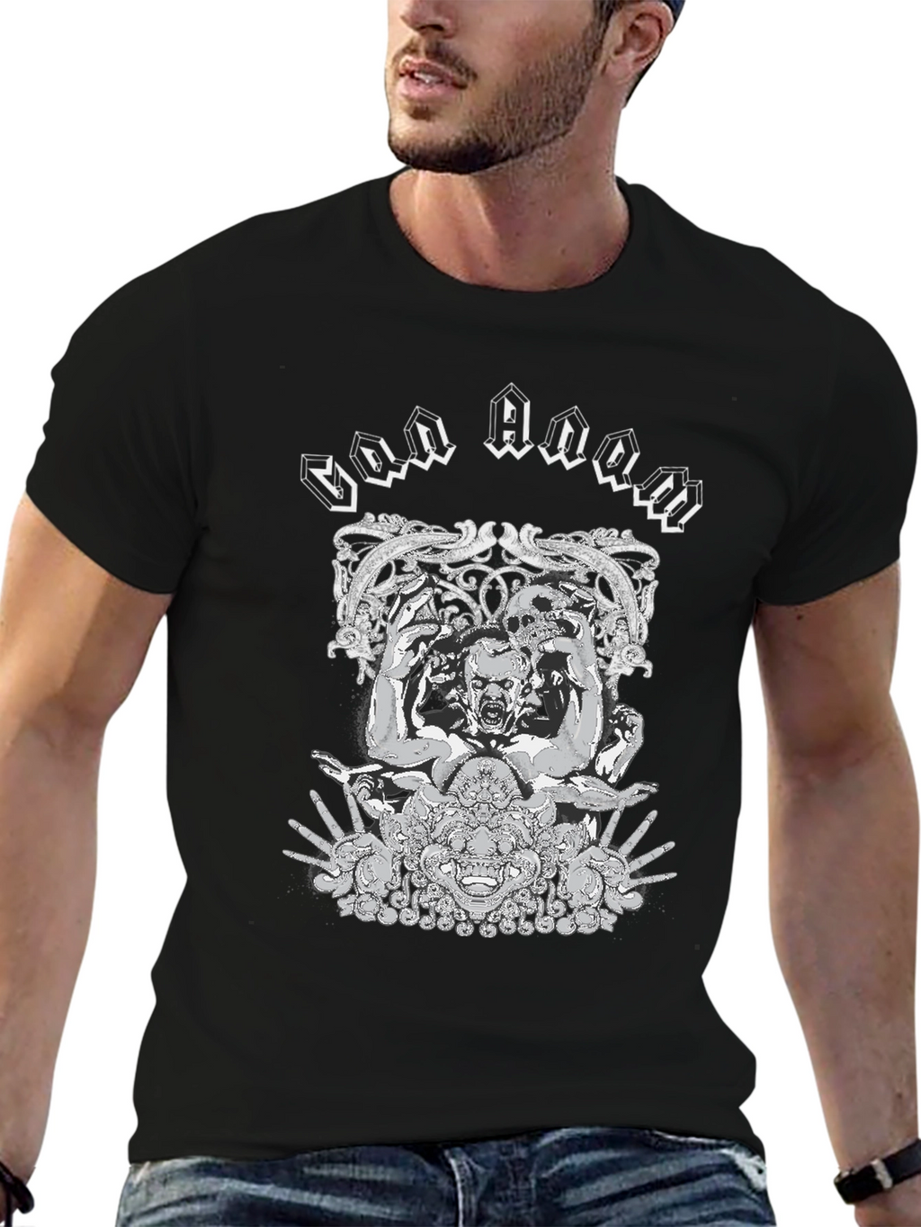 God Doom Graphic Print Black T-Shirt