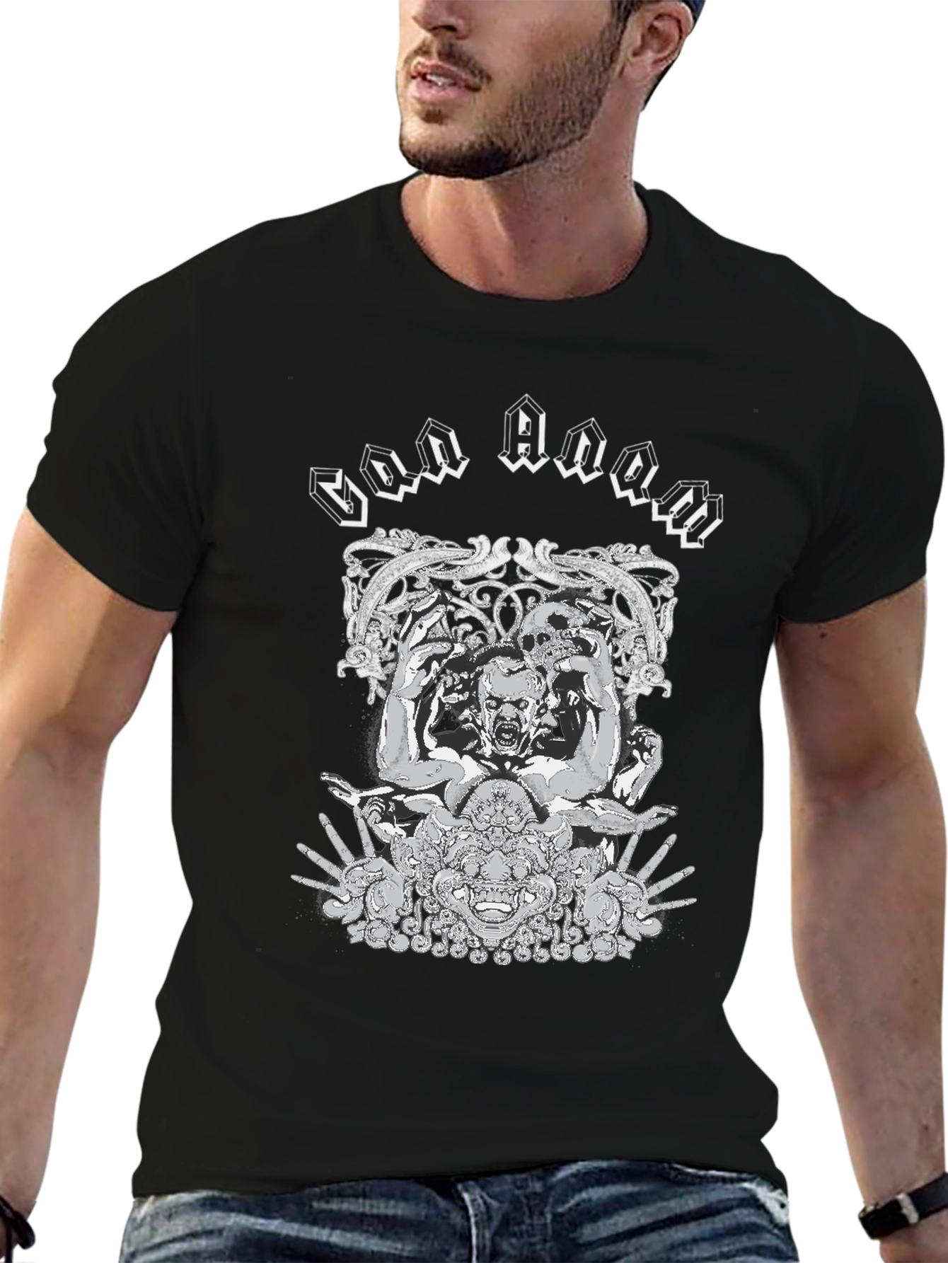 God Doom Graphic Print Black T-Shirt