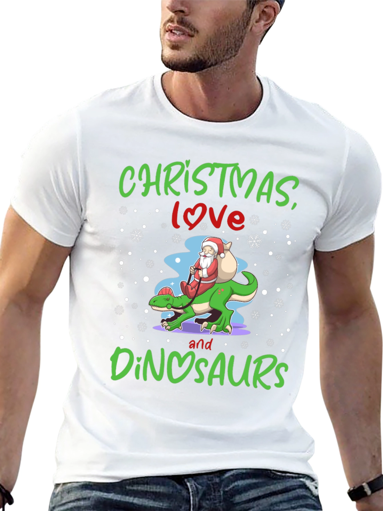 Christmas Love and Dinosaurs T-Shirt