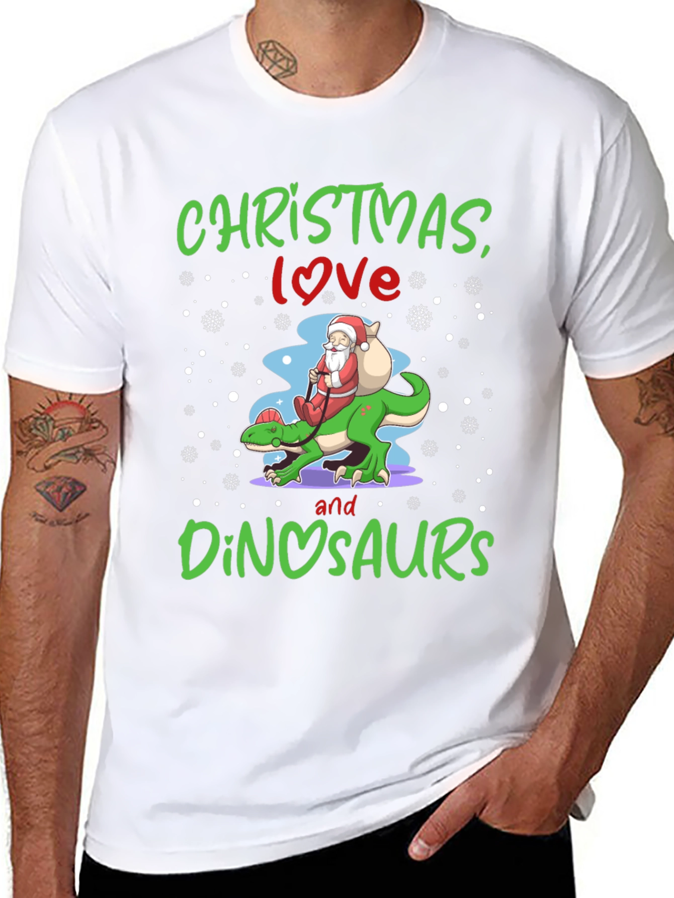 Christmas Love and Dinosaurs T-Shirt