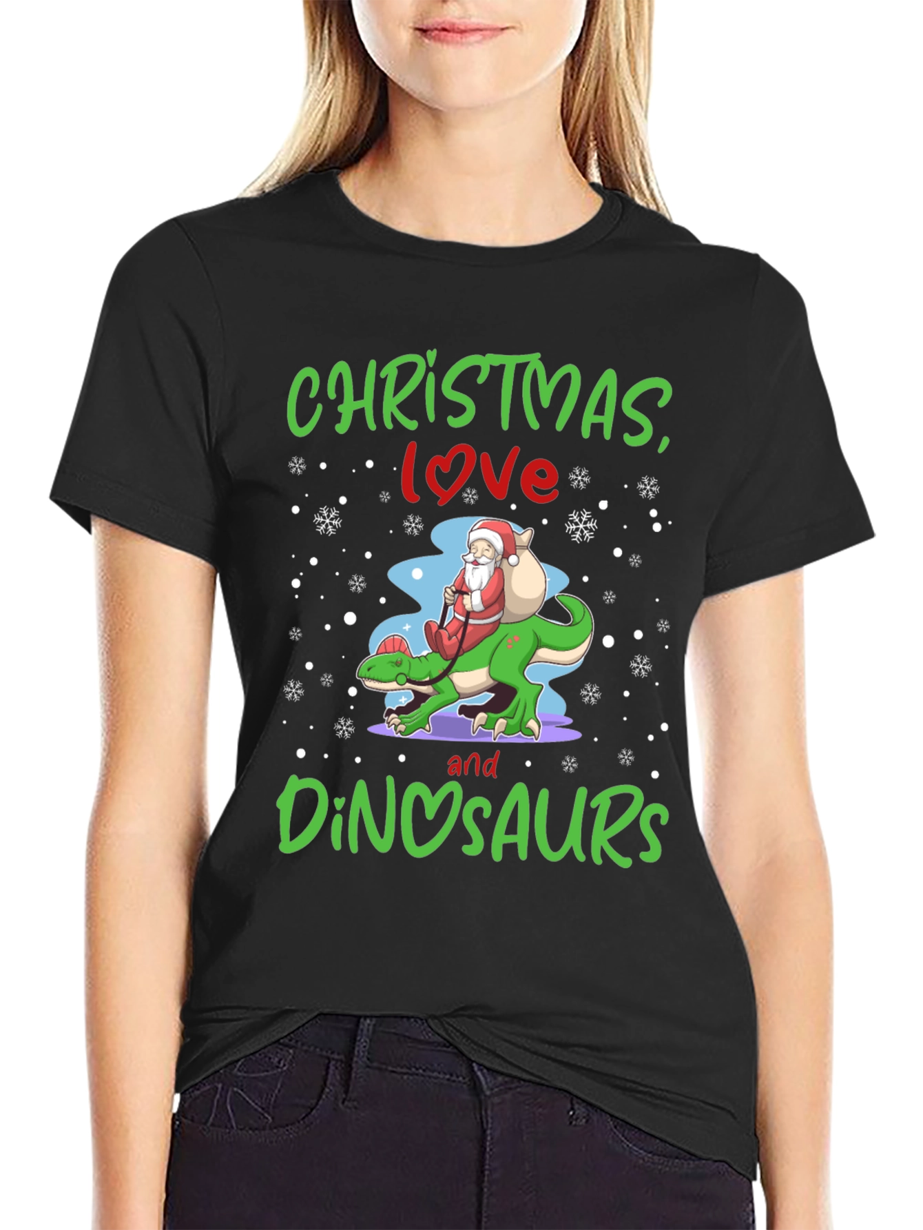 Christmas Love and Dinosaurs T-Shirt