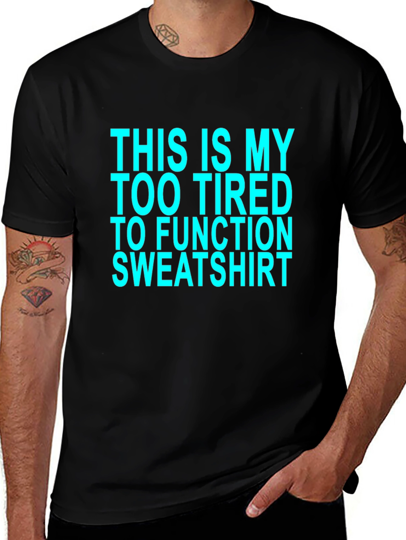 Too Tired to Function Graphic Tee - Black Cotton T-Shirt