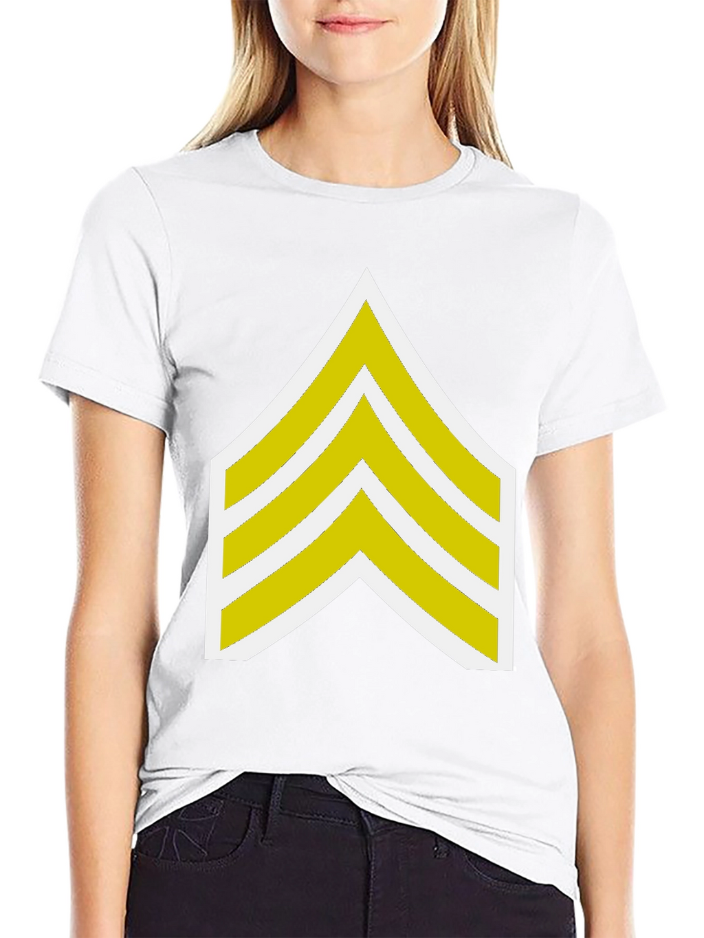 Black T-Shirt with Sergeant Stripes Graphic