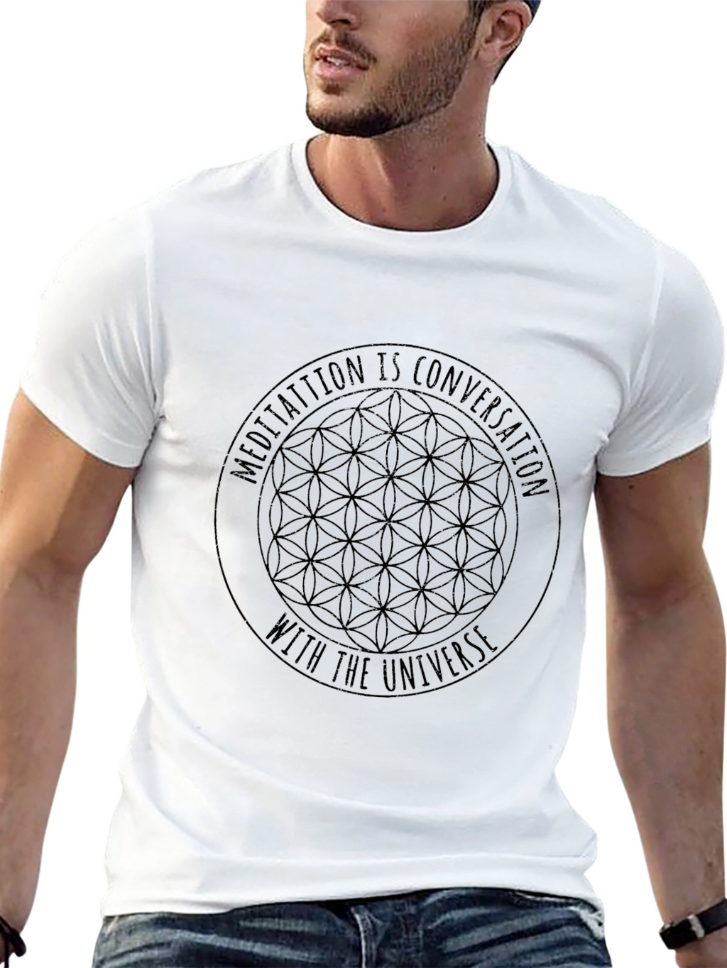 Meditation Universe Graphic Black T-Shirt