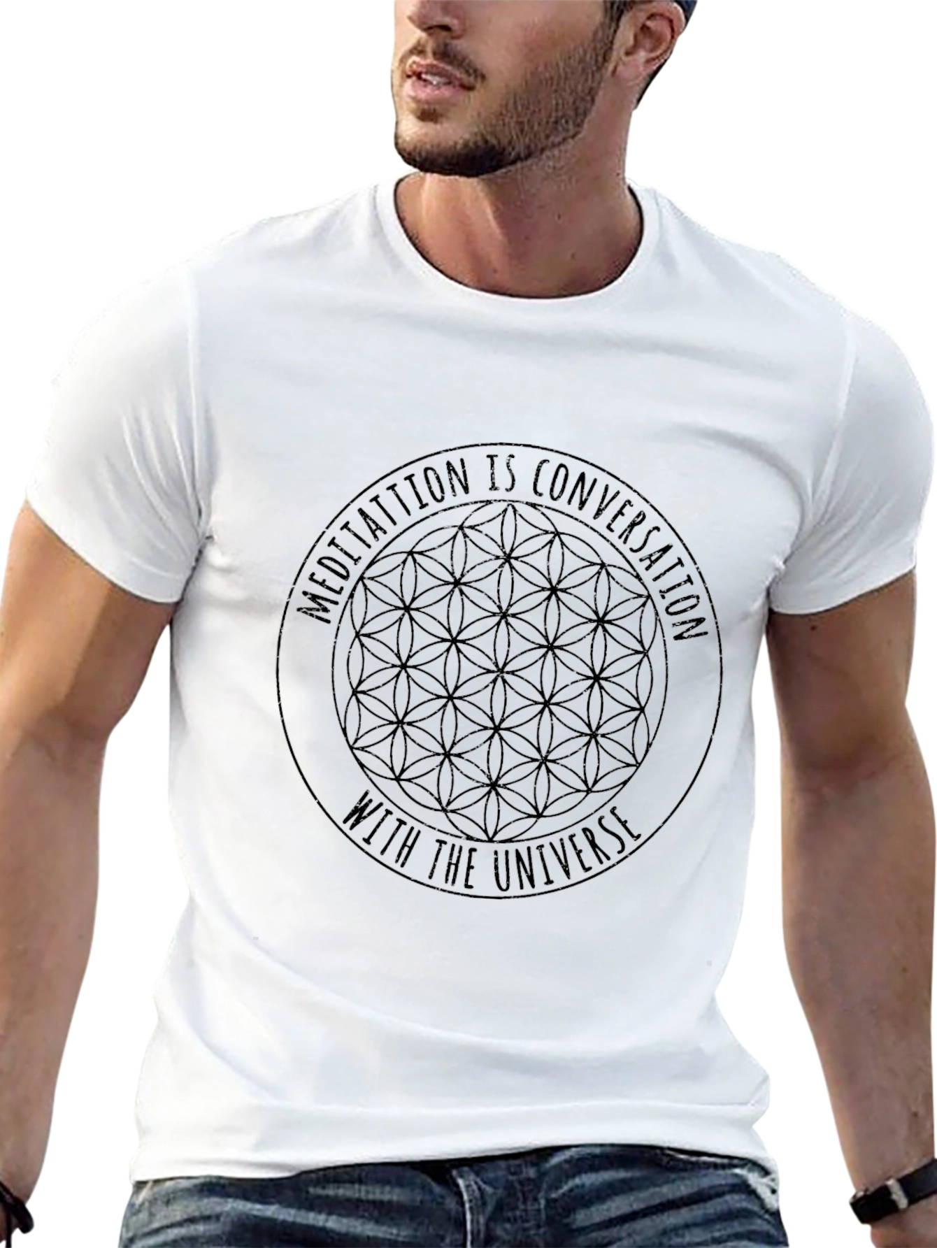 Meditation Universe Graphic Black T-Shirt