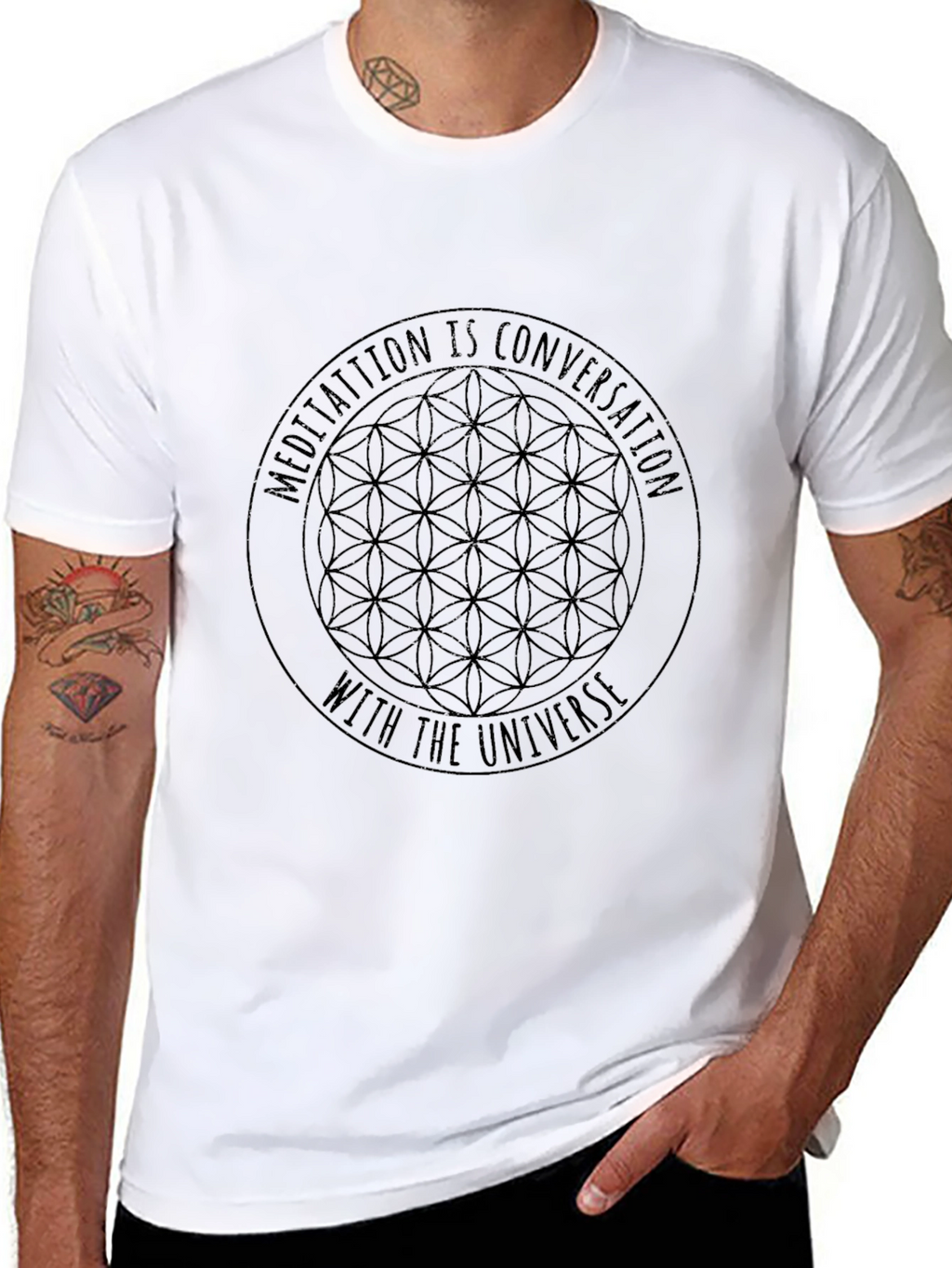 Meditation Universe Graphic Black T-Shirt