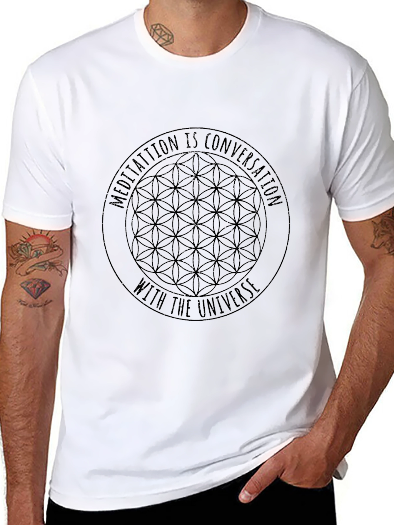 Meditation Universe Graphic Black T-Shirt