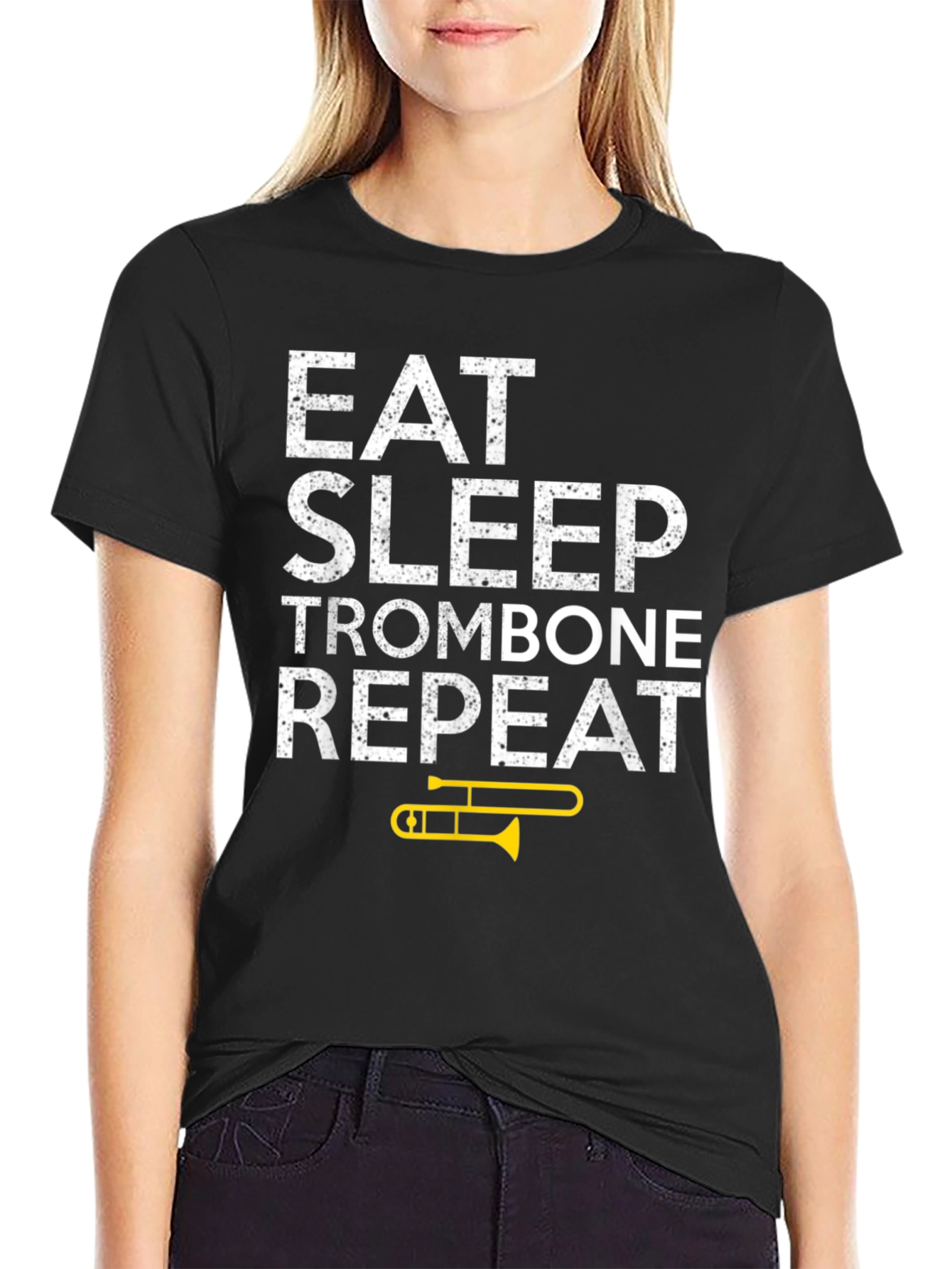 Eat Sleep Trombone Repeat Black T-Shirt