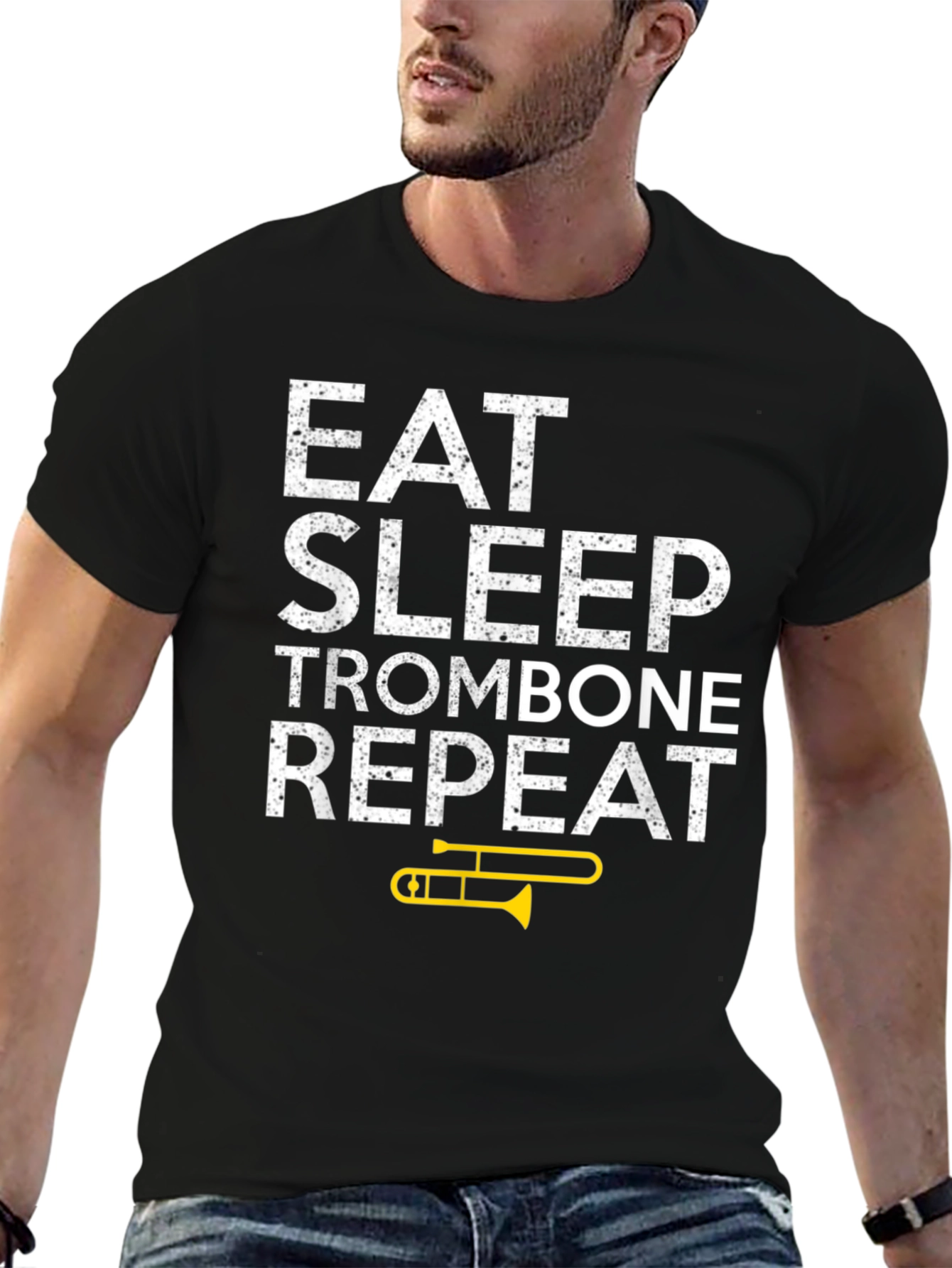 Eat Sleep Trombone Repeat Black T-Shirt