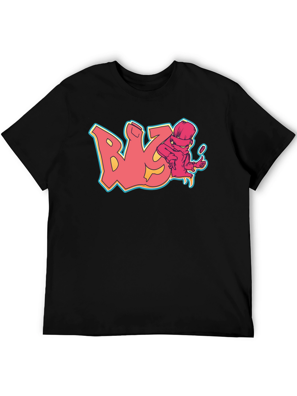 Cool Black T-Shirt with Graffiti Style Design