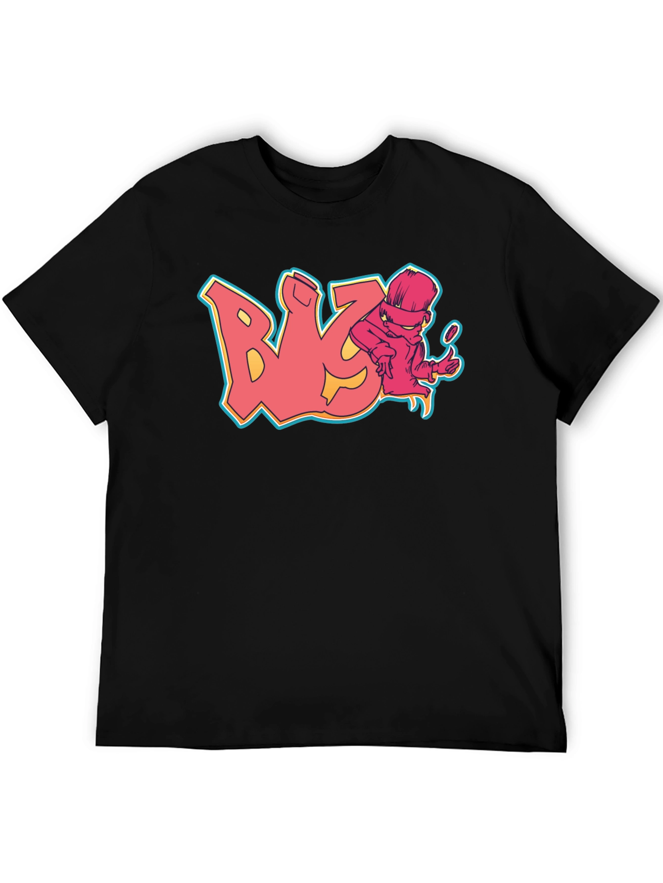 Cool Black T-Shirt with Graffiti Style Design
