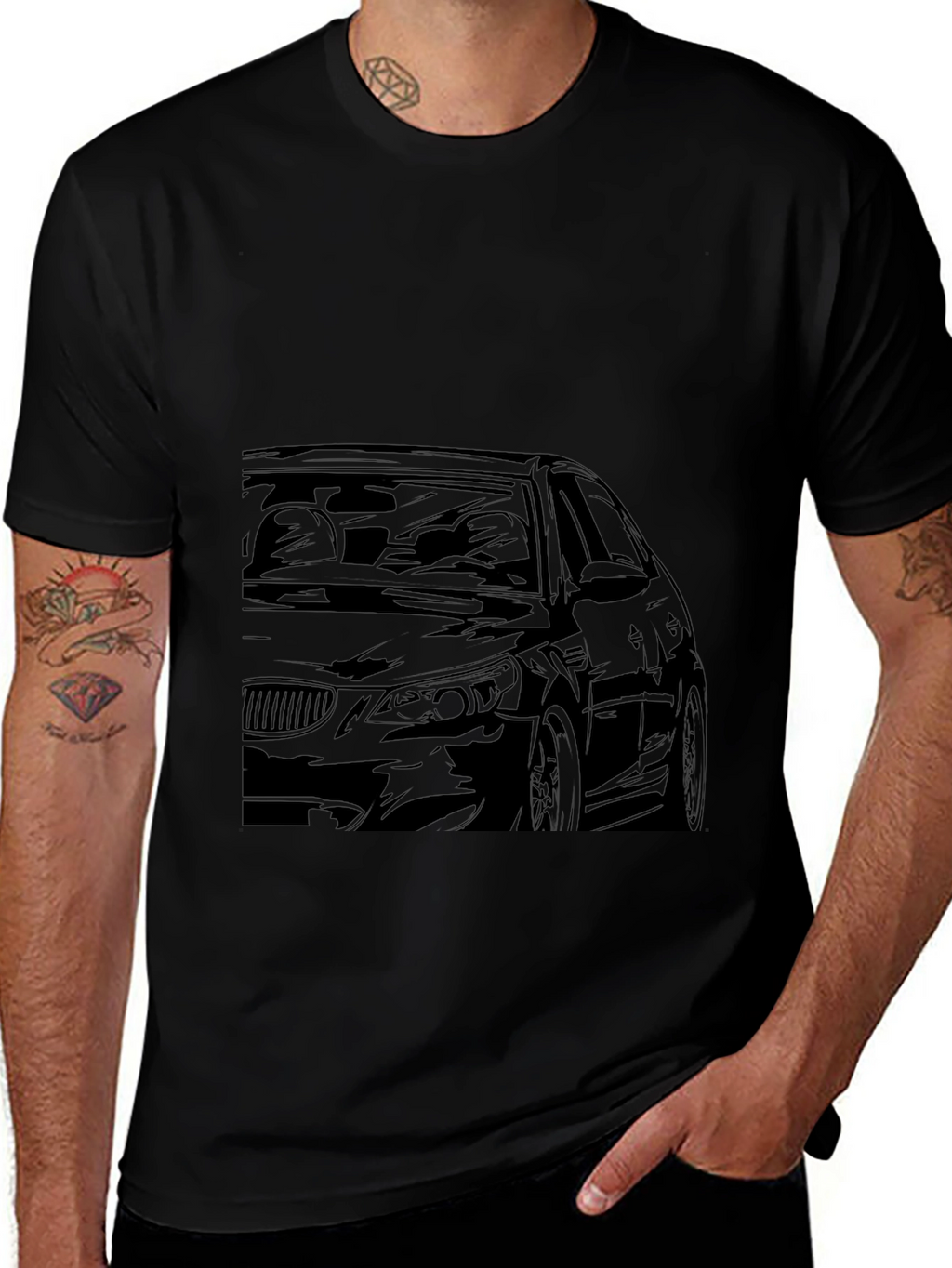 Car Graphic Black T-Shirt