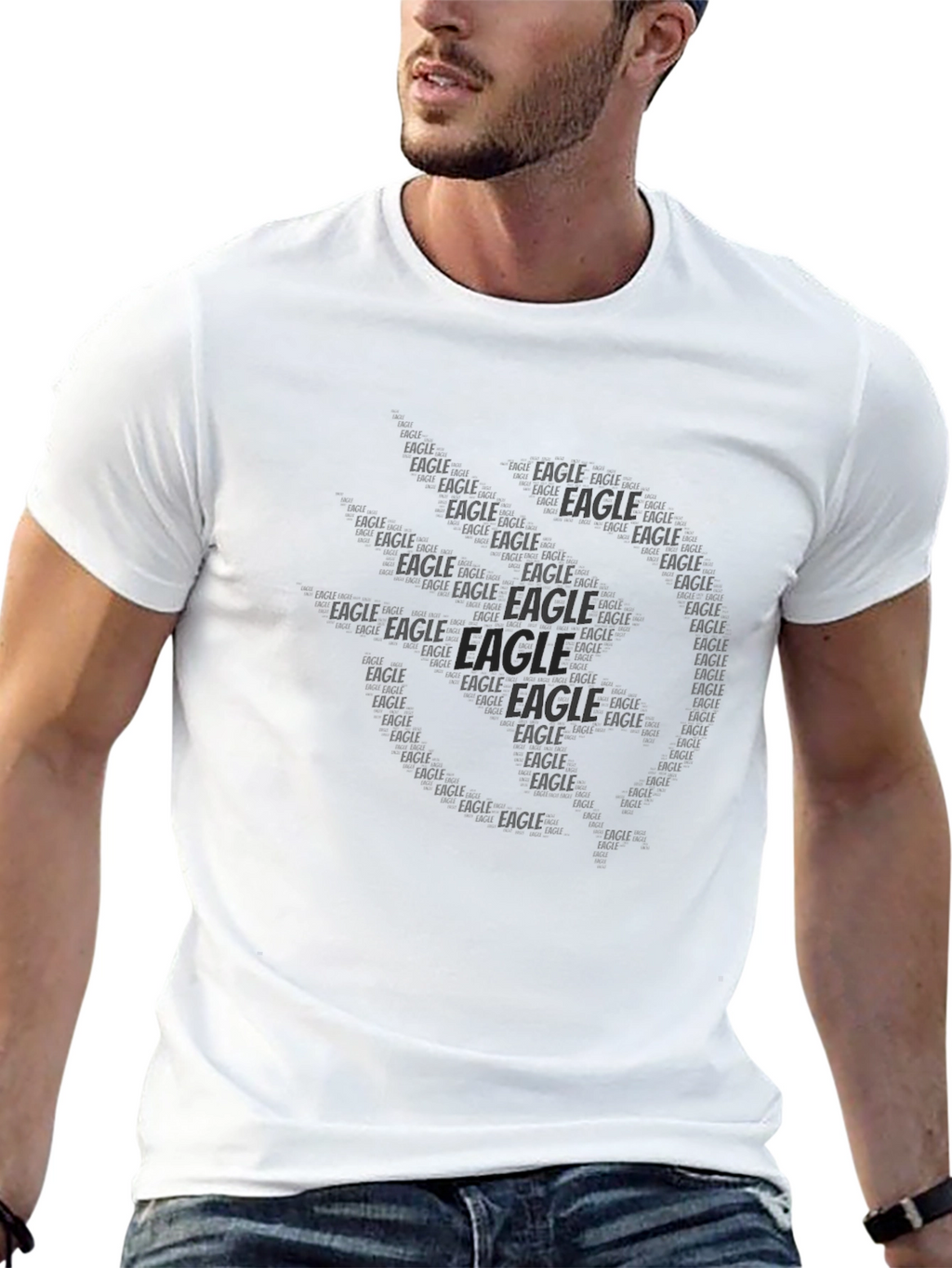 Eagle Word Art Mens Black T-Shirt