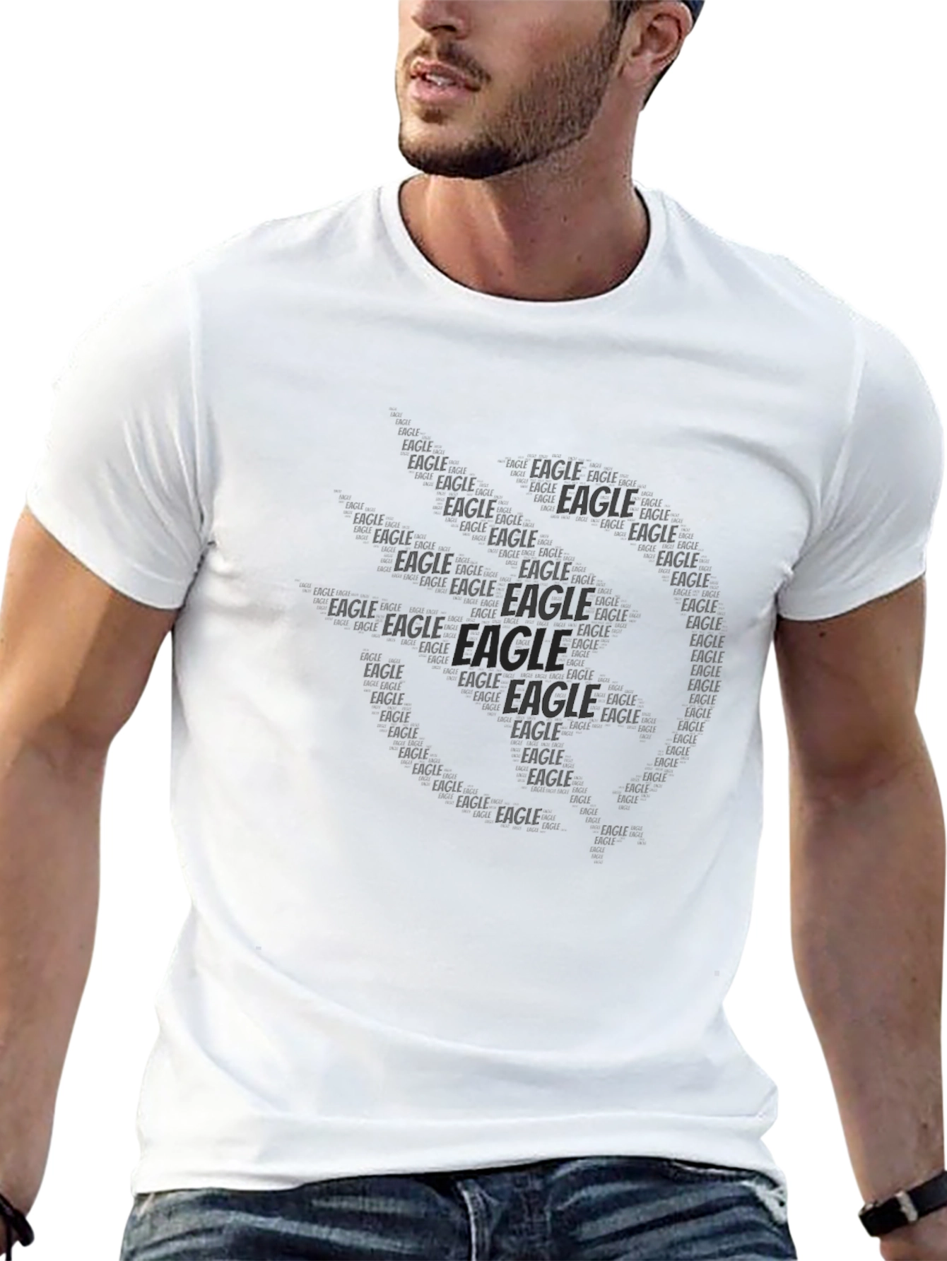 Eagle Word Art Mens Black T-Shirt