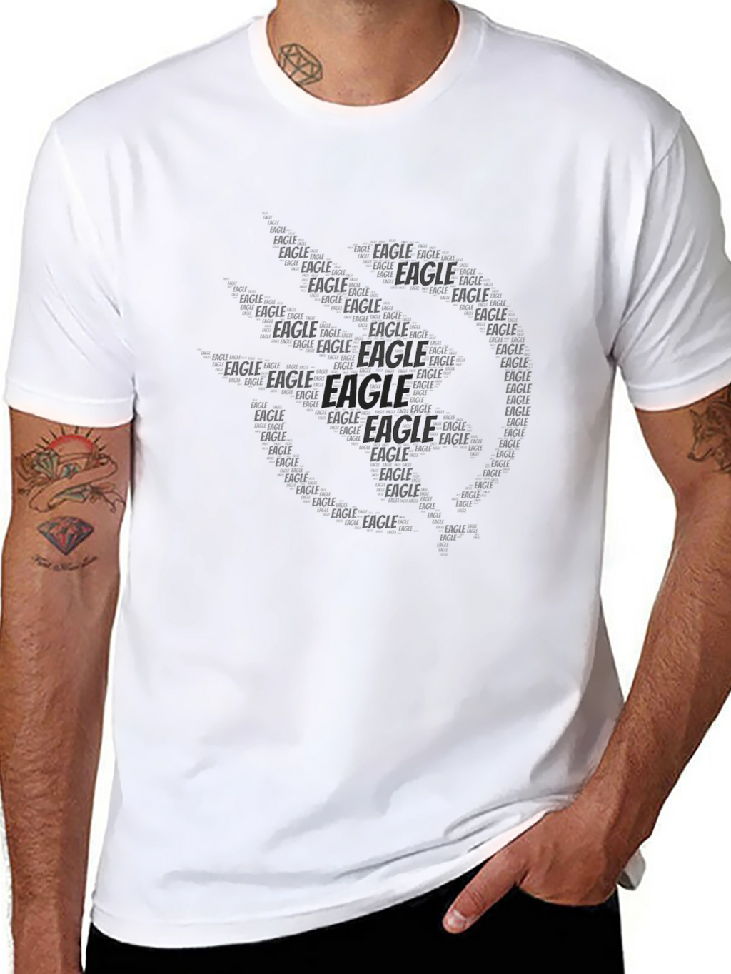 Eagle Word Art Mens Black T-Shirt