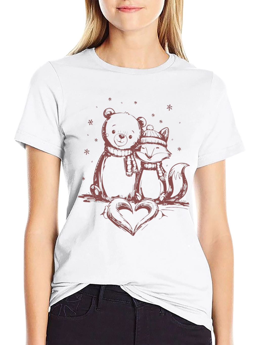 Bear and Fox Heart Graphic Tee