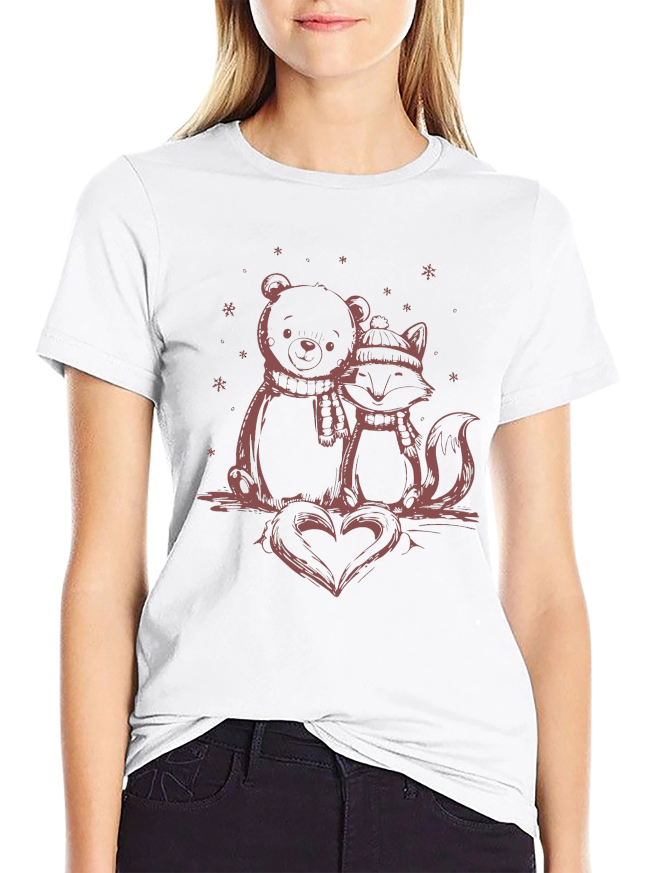 Bear and Fox Heart Graphic Tee