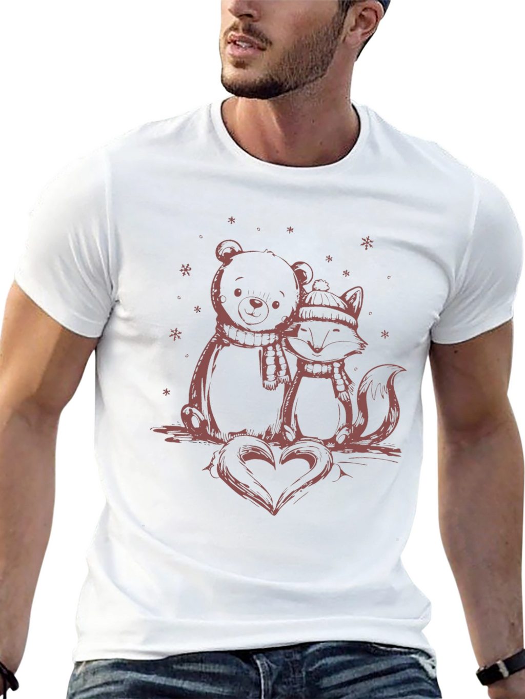 Bear and Fox Heart Graphic Tee