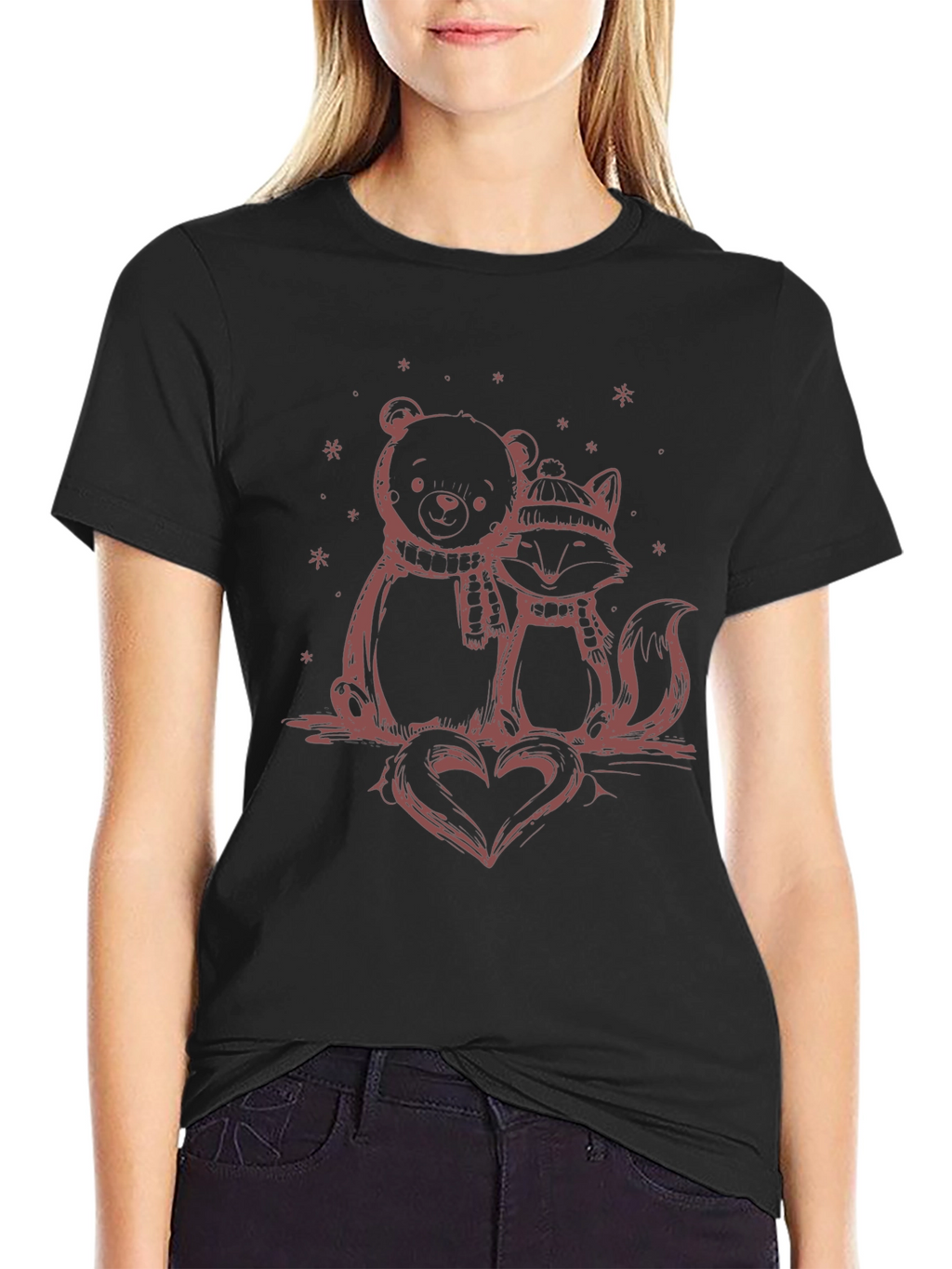 Bear and Fox Heart Graphic Tee