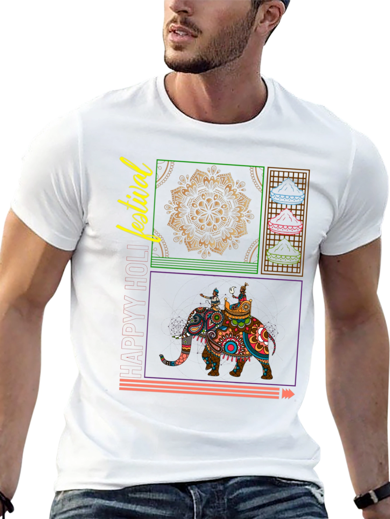 Elephant Festival Graphic Tee - Black