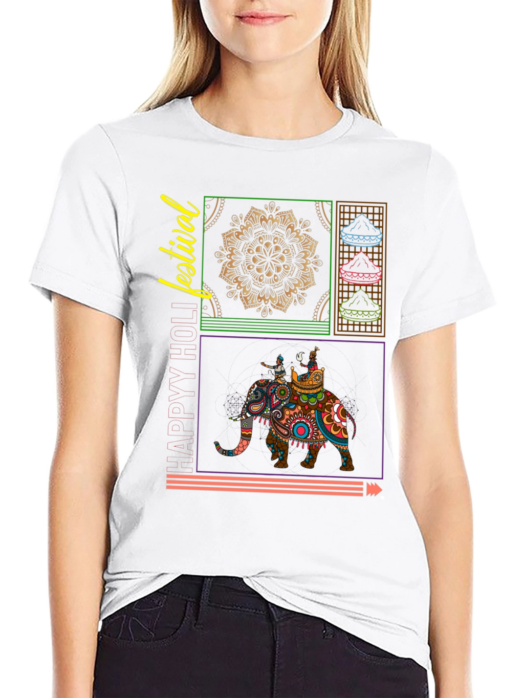 Elephant Festival Graphic Tee - Black