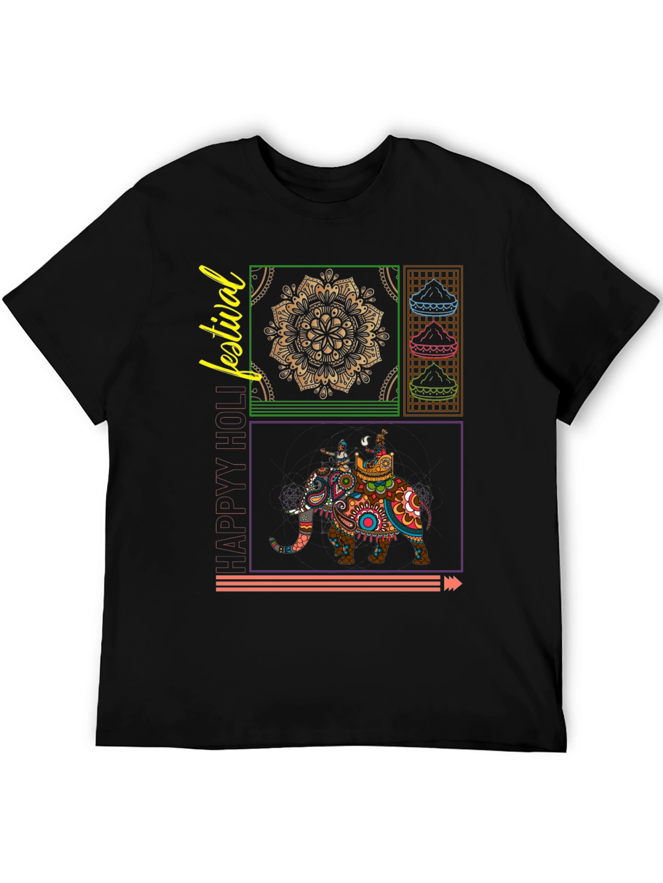 Elephant Festival Graphic Tee - Black