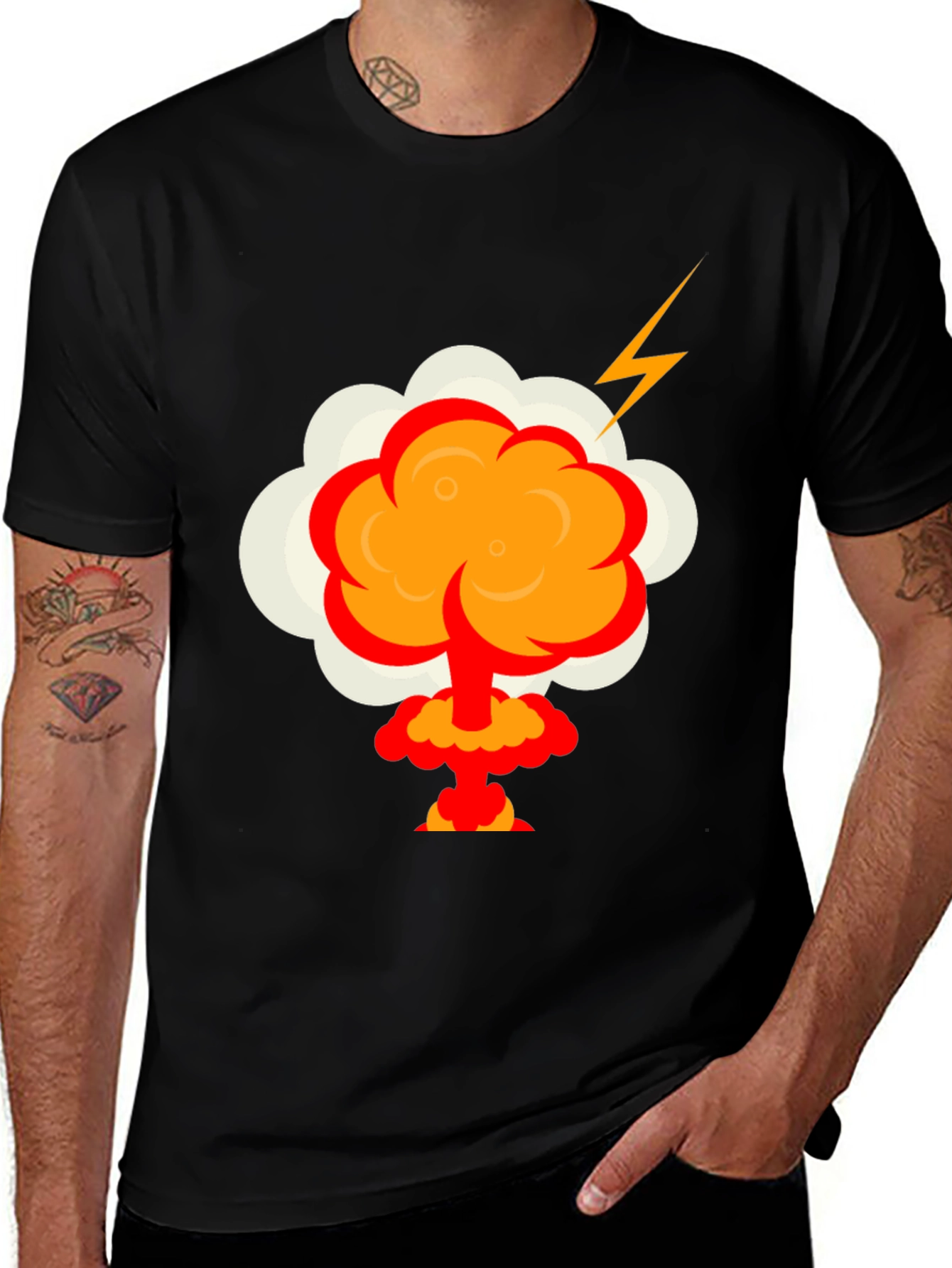 Cartoon Explosion Graphic Tee - Mens Black T-Shirt