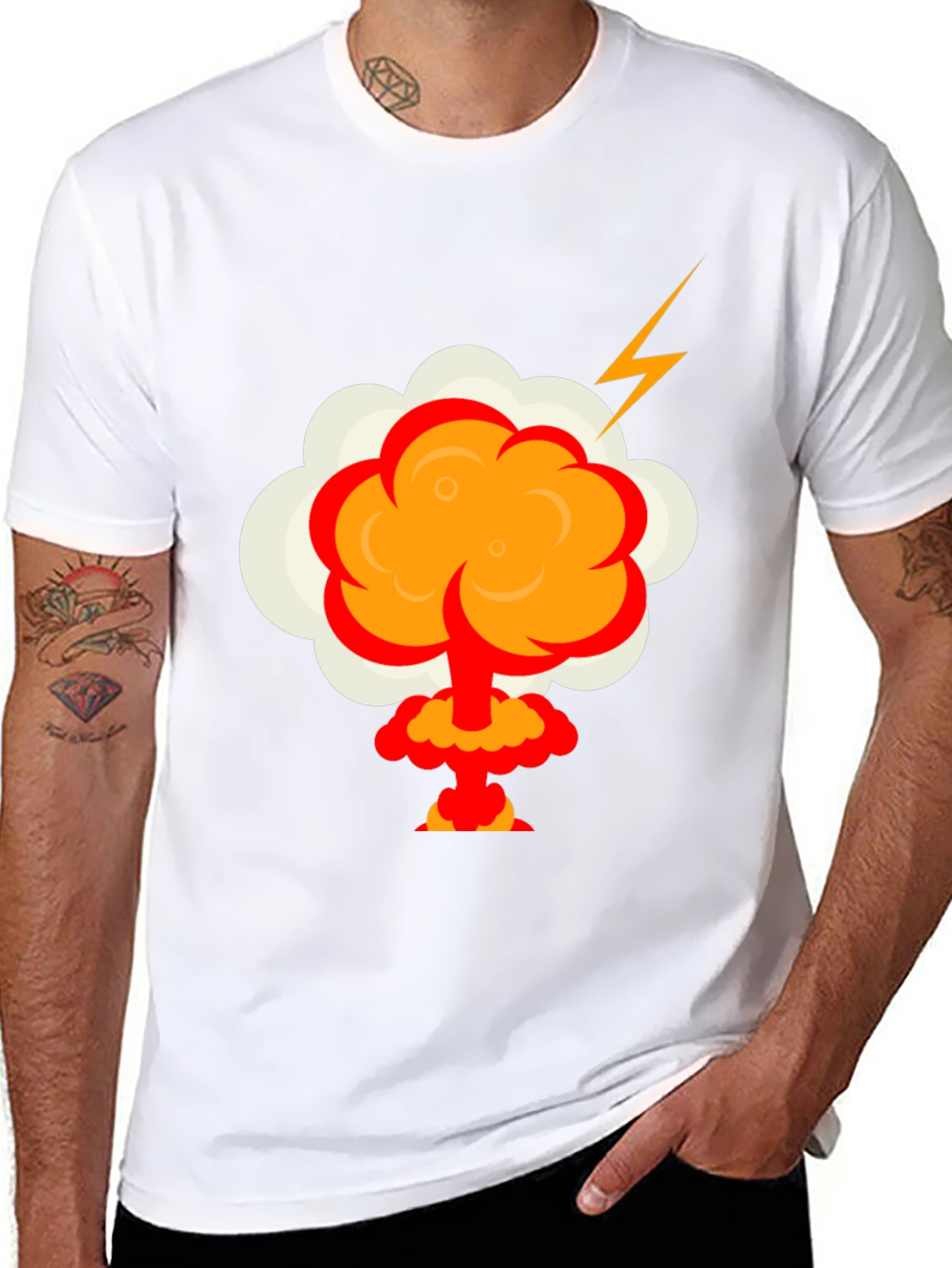 Cartoon Explosion Graphic Tee - Mens Black T-Shirt