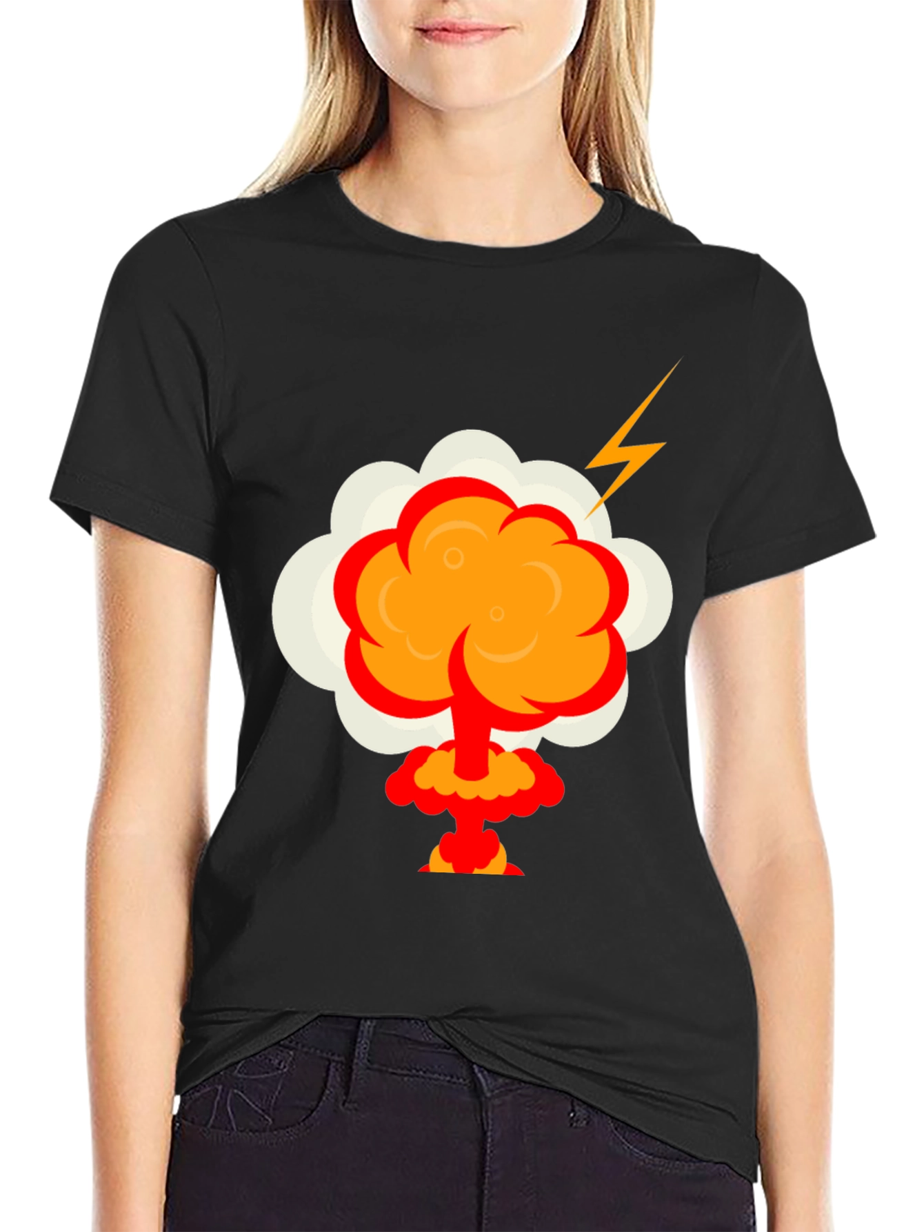 Cartoon Explosion Graphic Tee - Mens Black T-Shirt