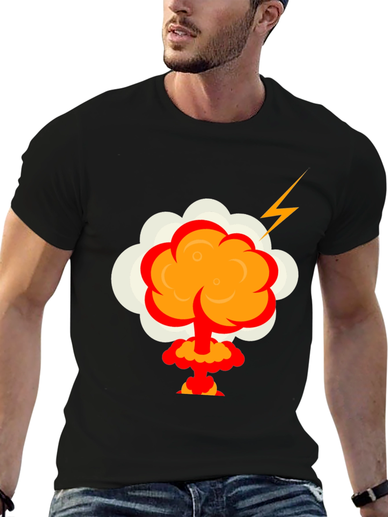 Cartoon Explosion Graphic Tee - Mens Black T-Shirt