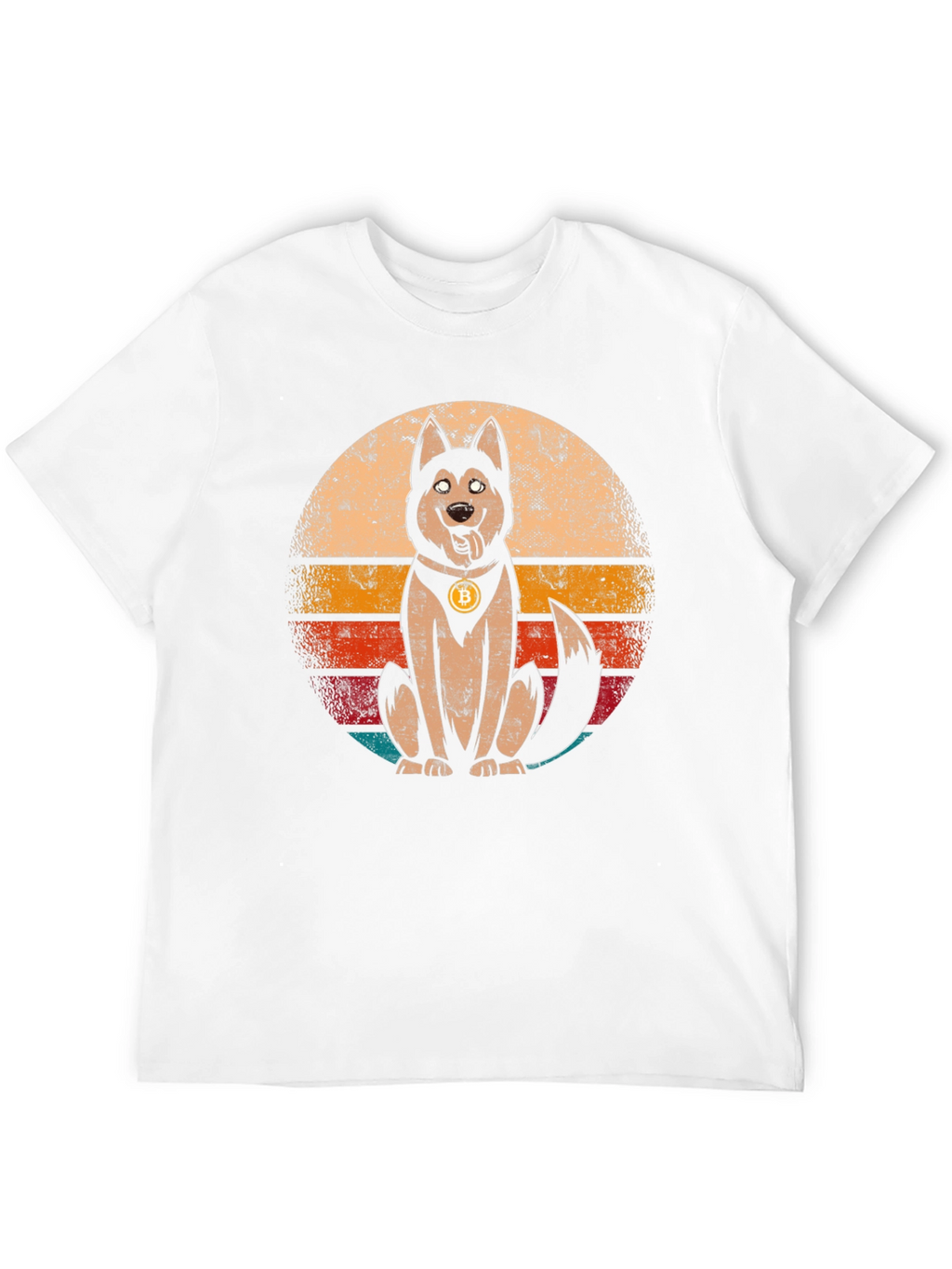 Dogecoin Bitcoin Husky Retro Graphic T-Shirt