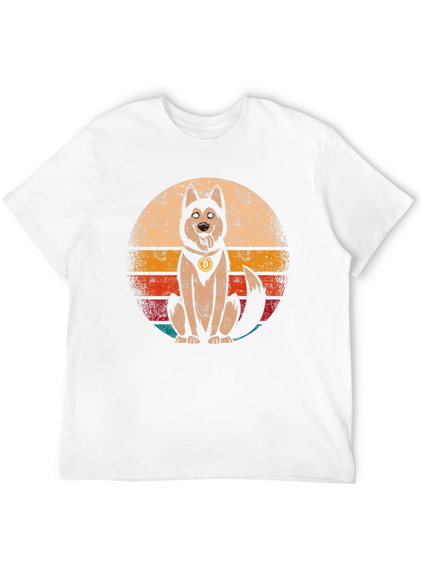 Dogecoin Bitcoin Husky Retro Graphic T-Shirt