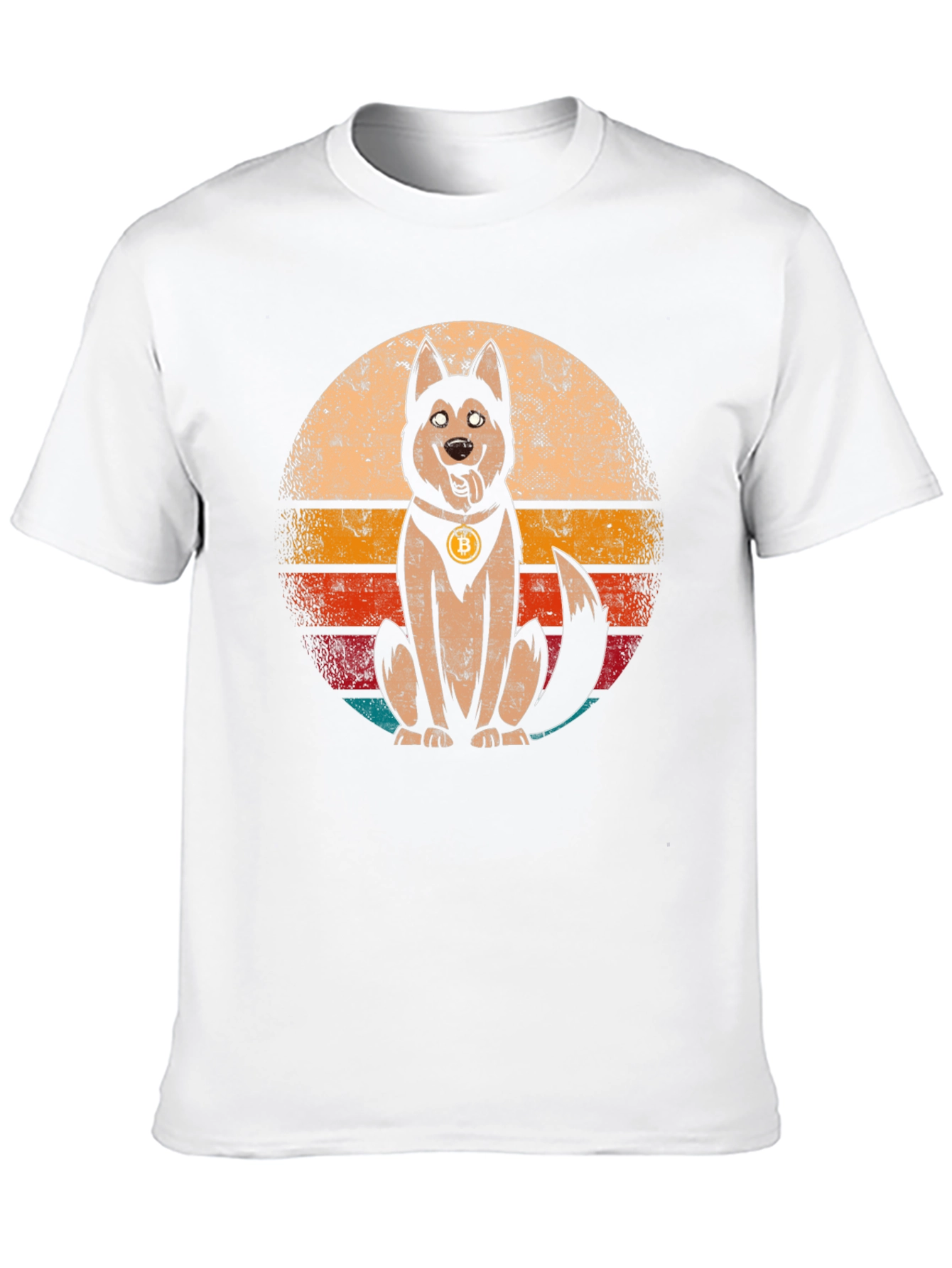 Dogecoin Bitcoin Husky Retro Graphic T-Shirt
