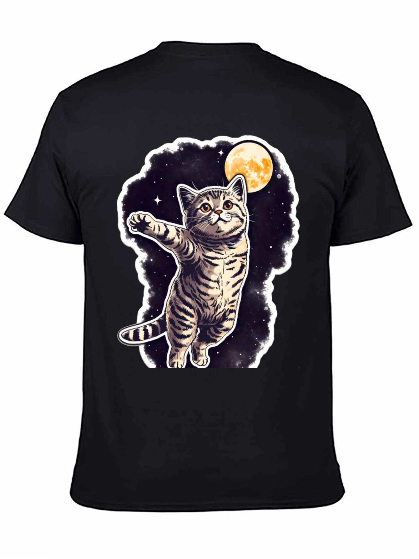 Cosmic Cat T-Shirt - Moon & Stars Design