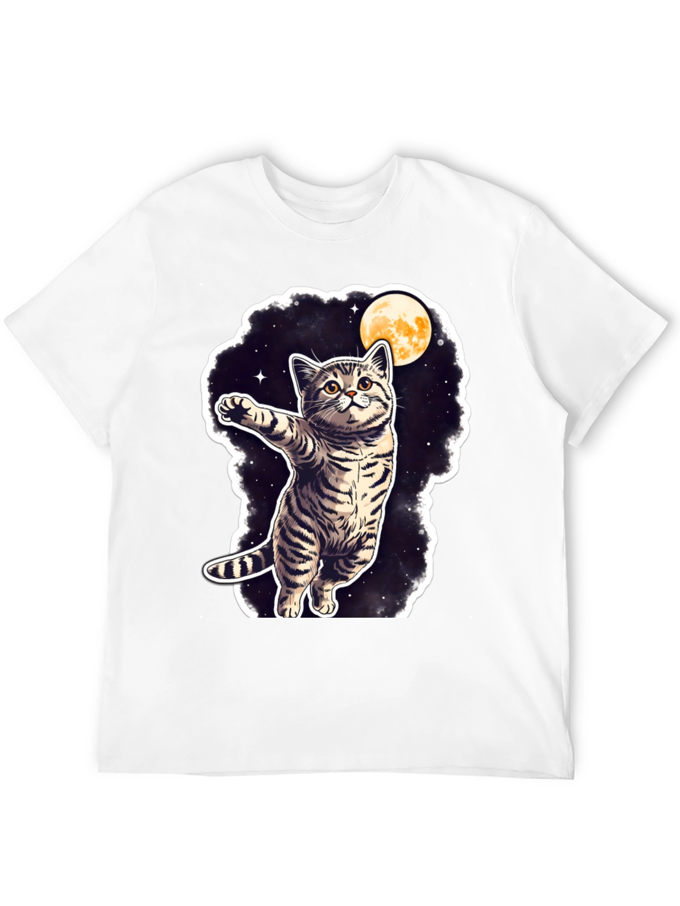 Cosmic Cat T-Shirt - Moon & Stars Design